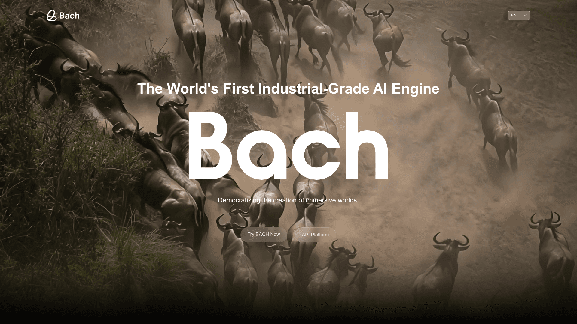 Interface Bach, O Motor de IA para a Criação de Mundos Imersivos, exibindo funcionalidades