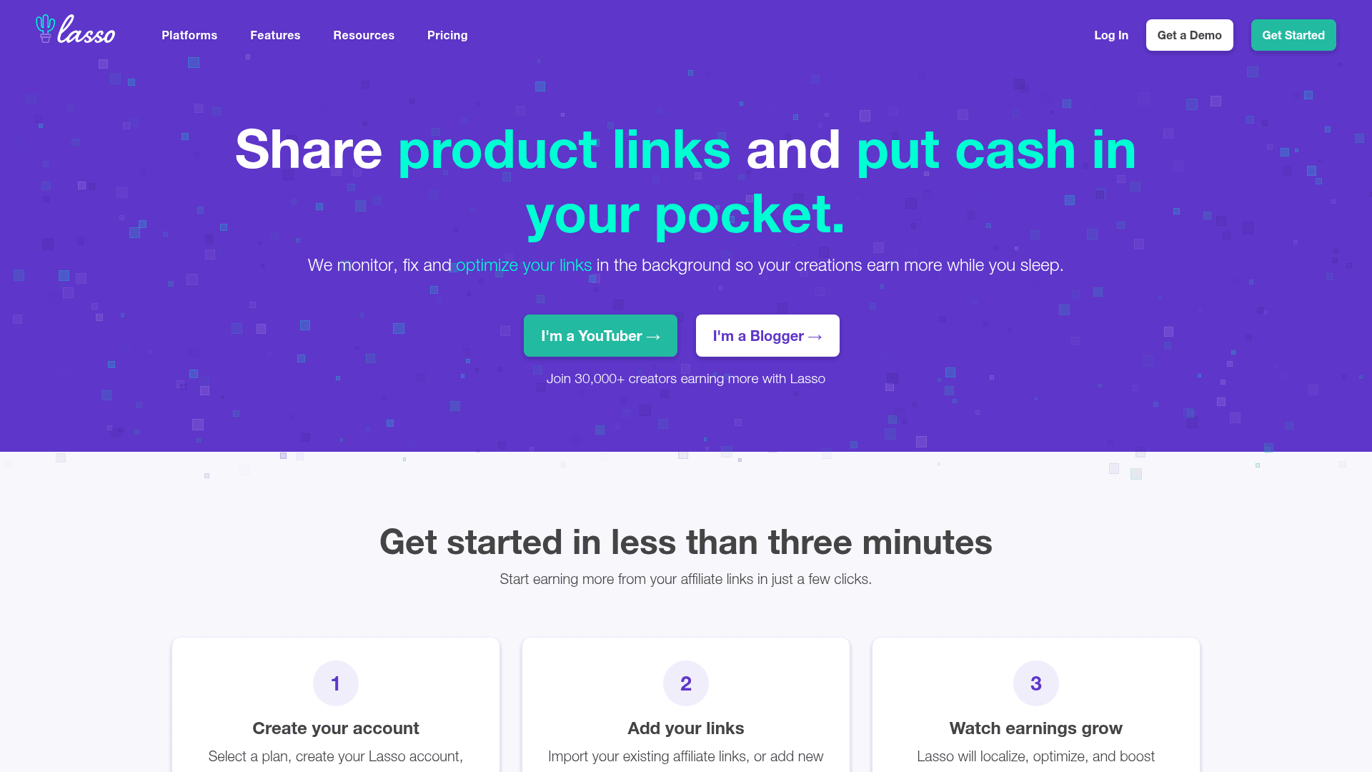 Interface Lasso, Otimize Seus Links Afiliados e Aumente Ganhos, exibindo funcionalidades