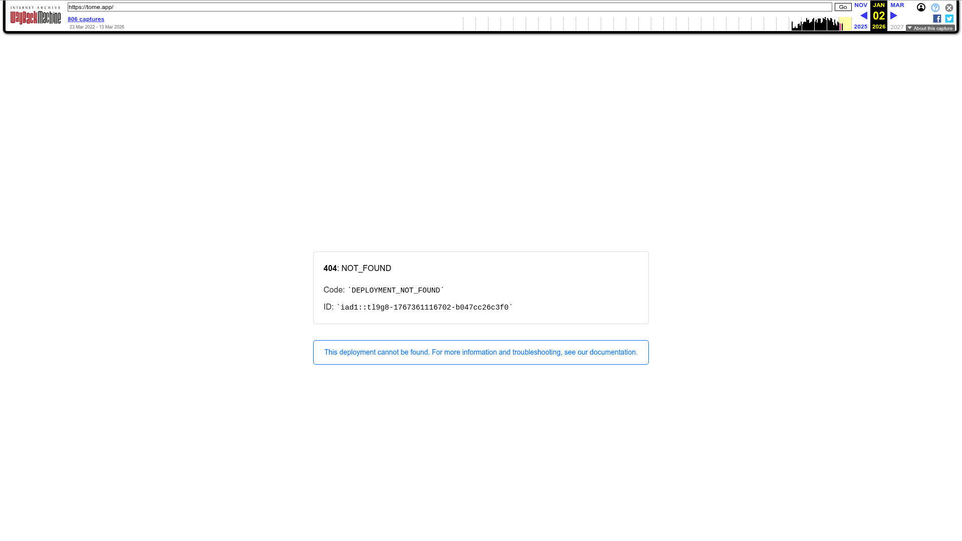 Interface Tome, ferramenta de IA para ⚠️ descontinuado, exibindo funcionalidades