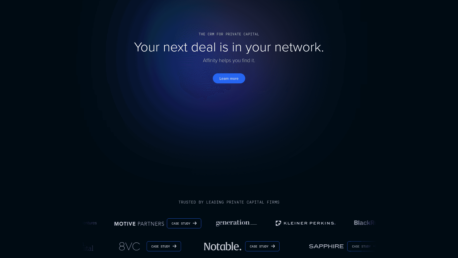 Interface Affinity, Sua Rede é Seu Próximo Negócio, exibindo funcionalidades