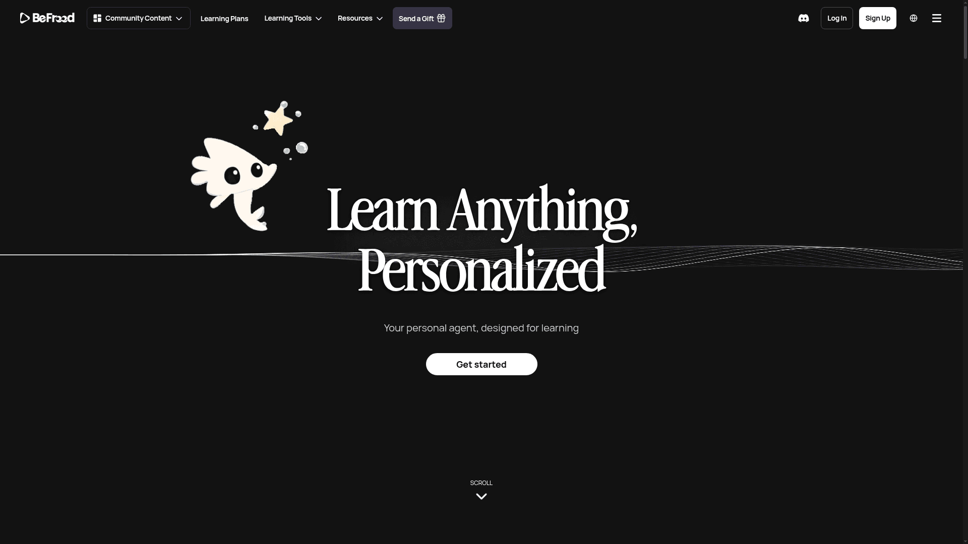 Interface BeFreed, Aprendizado com IA Personalizado e Eficaz, exibindo funcionalidades