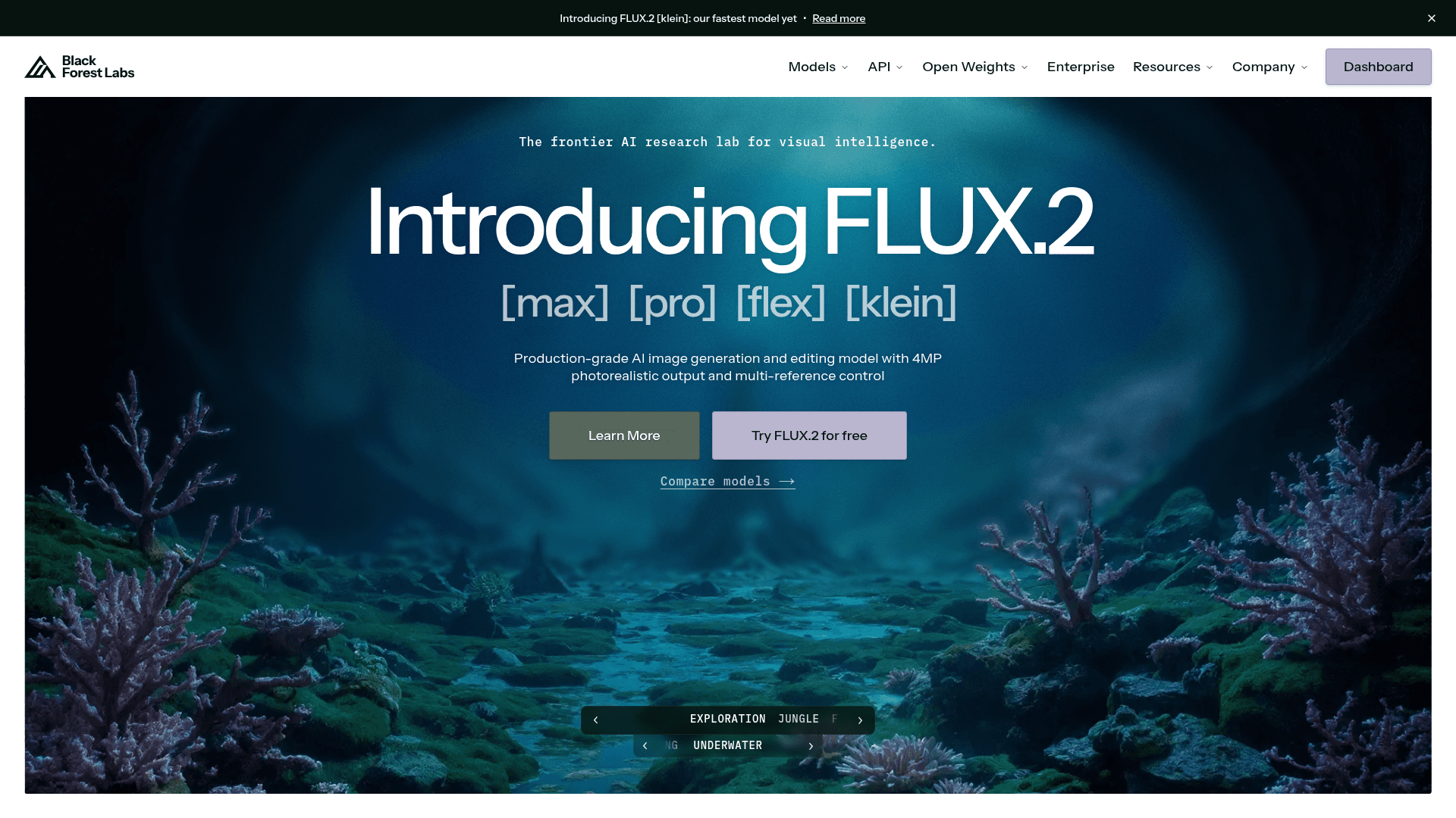 Interface BFL.AI, Crie Imagens Incríveis com IA, exibindo funcionalidades