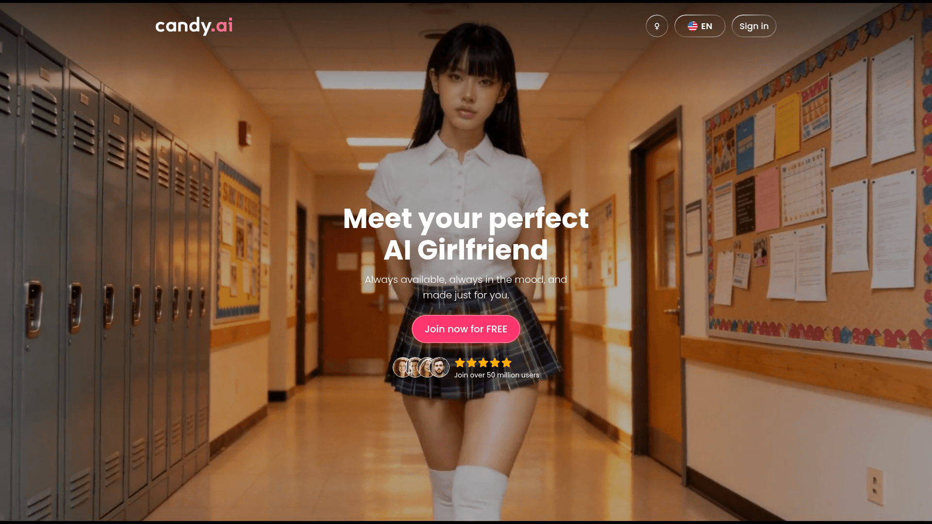 Interface Candy AI, Sua Companheira Virtual Perfeita, exibindo funcionalidades