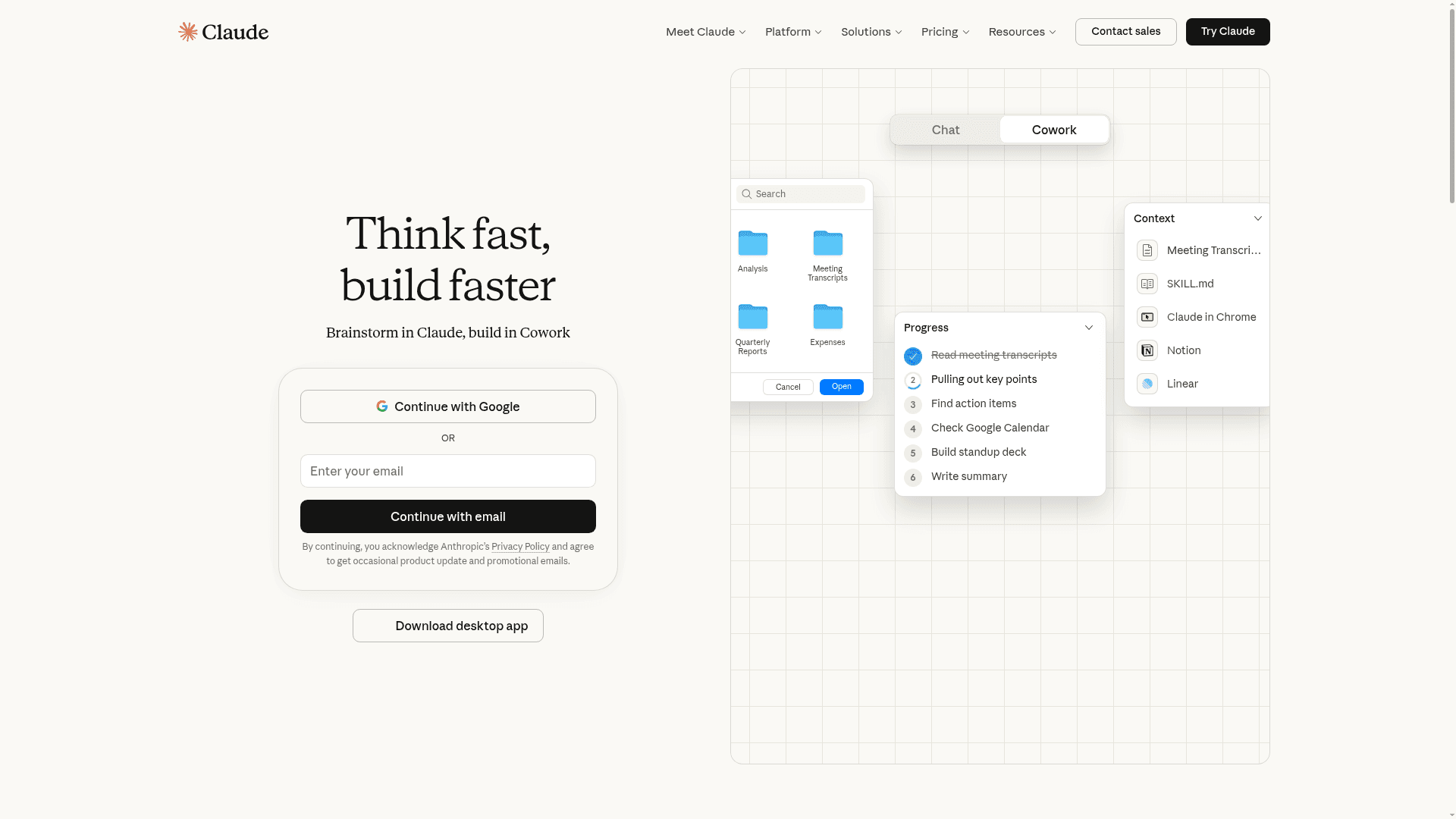 Interface Claude, Seu Assistente de IA para Produtividade, exibindo funcionalidades