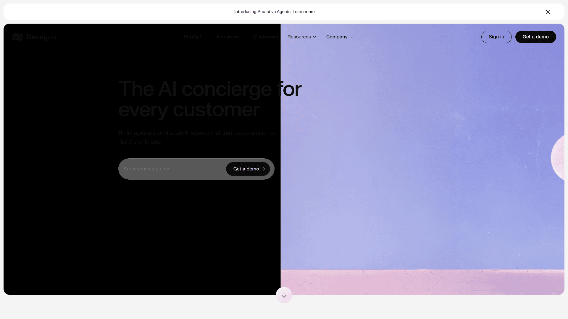 Interface Decagon, Seu Concierge de IA para o Cliente, exibindo funcionalidades