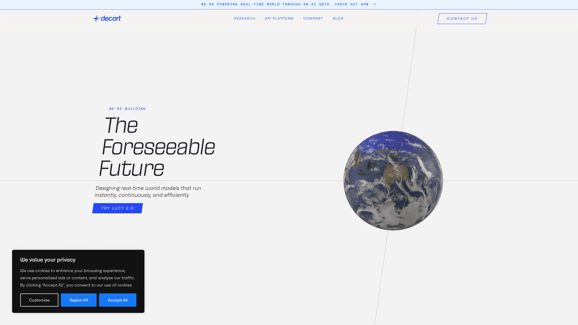 Interface Decart, O Futuro Previsível da IA em Tempo Real, exibindo funcionalidades