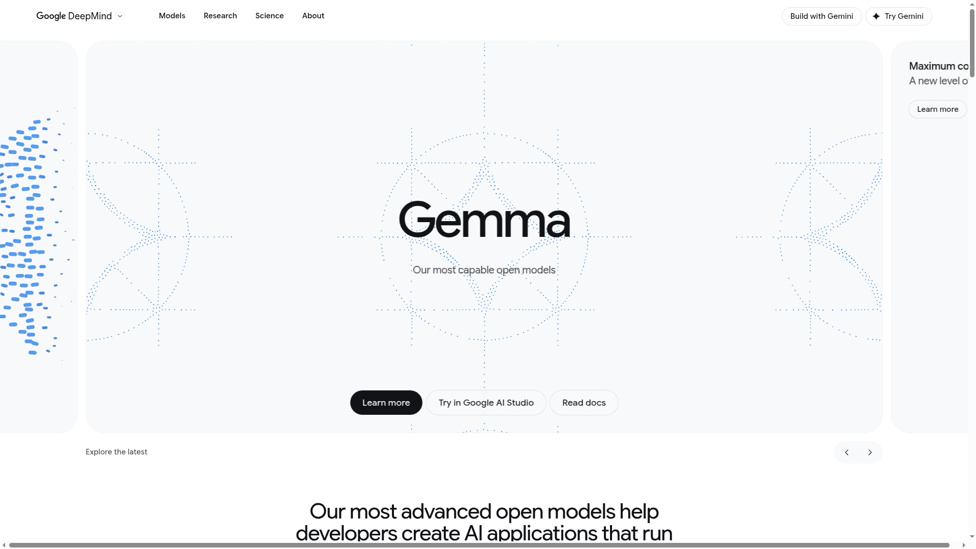 Interface Gemma, Modelos de IA Aberta de Última Geração, exibindo funcionalidades