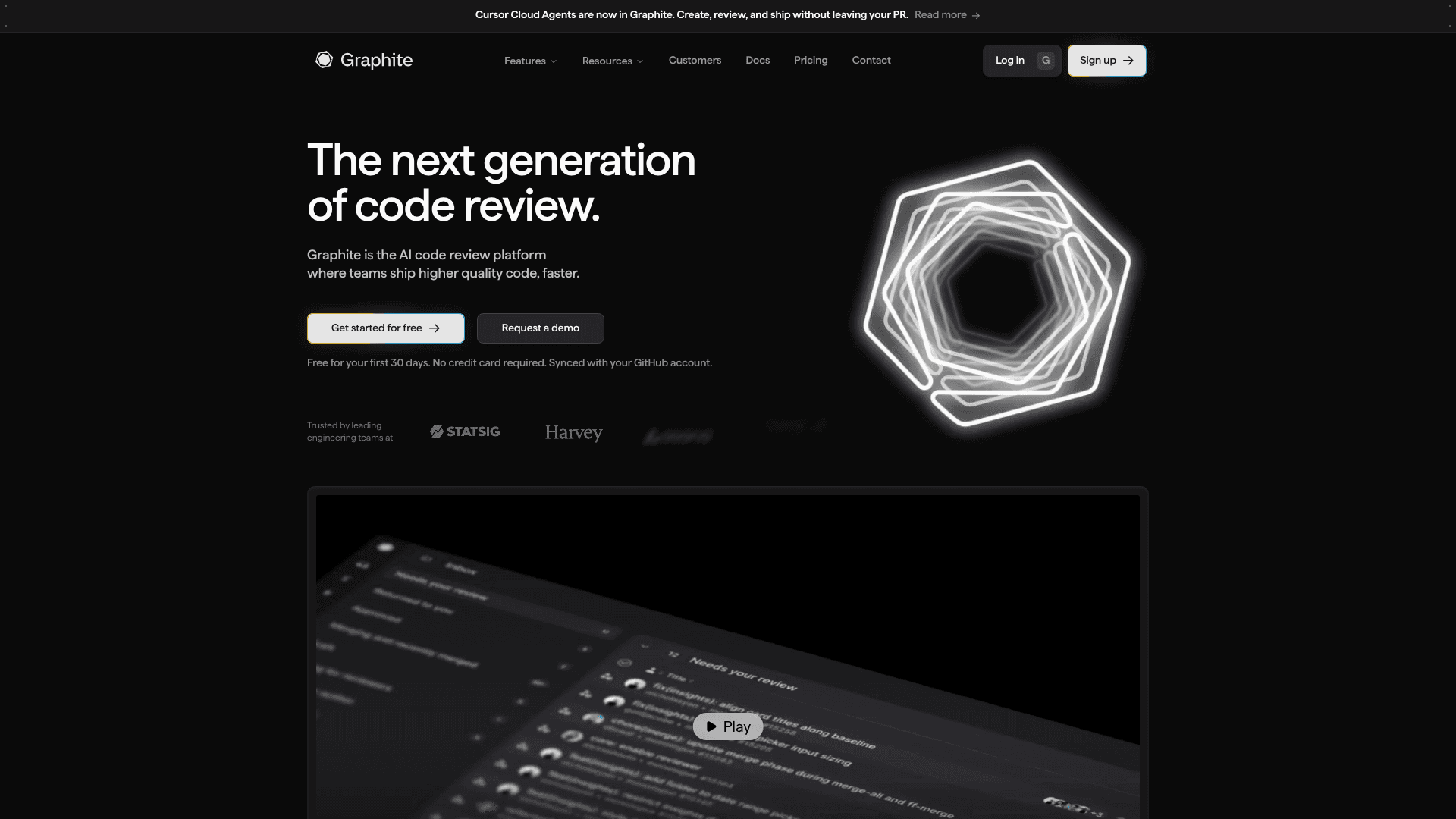 Interface Graphite, A Próxima Geração de Revisão de Código, exibindo funcionalidades