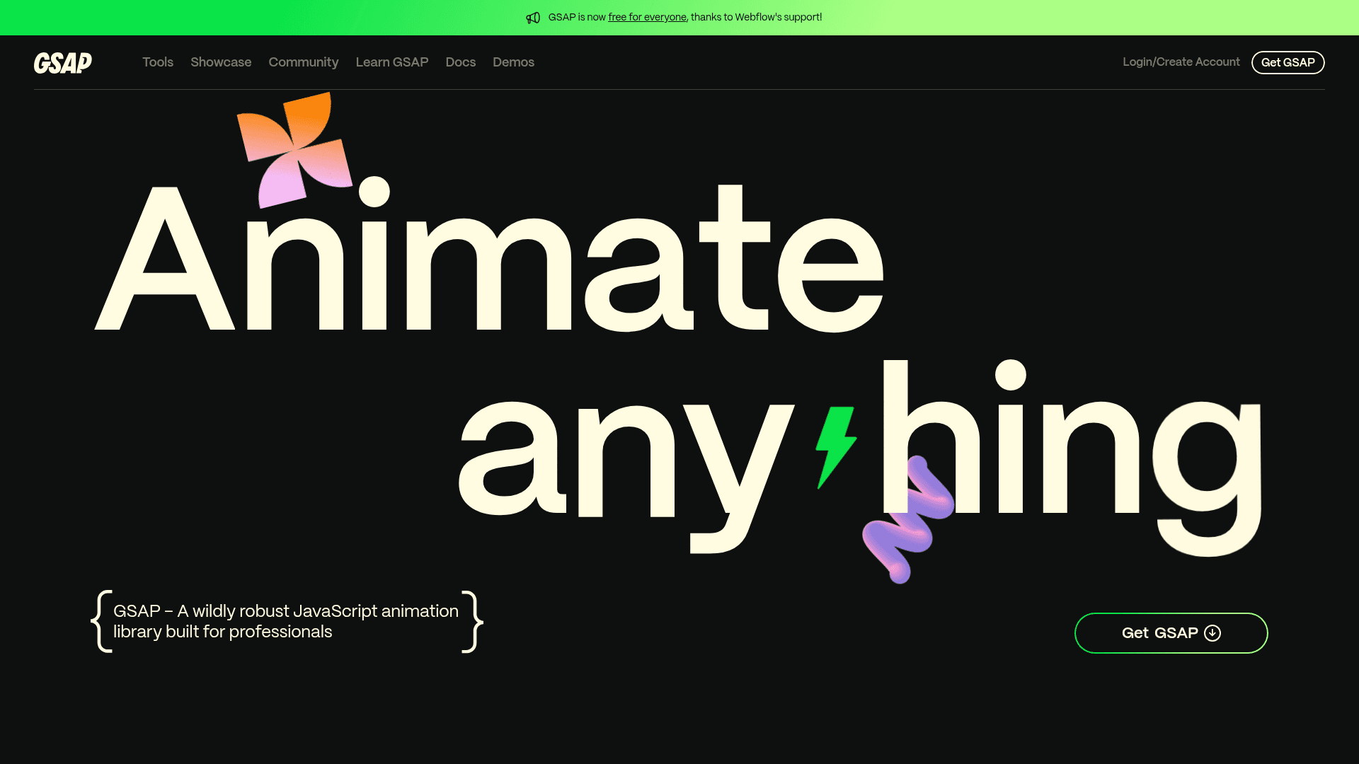 Interface GSAP, Animação JavaScript para Profissionais, exibindo funcionalidades