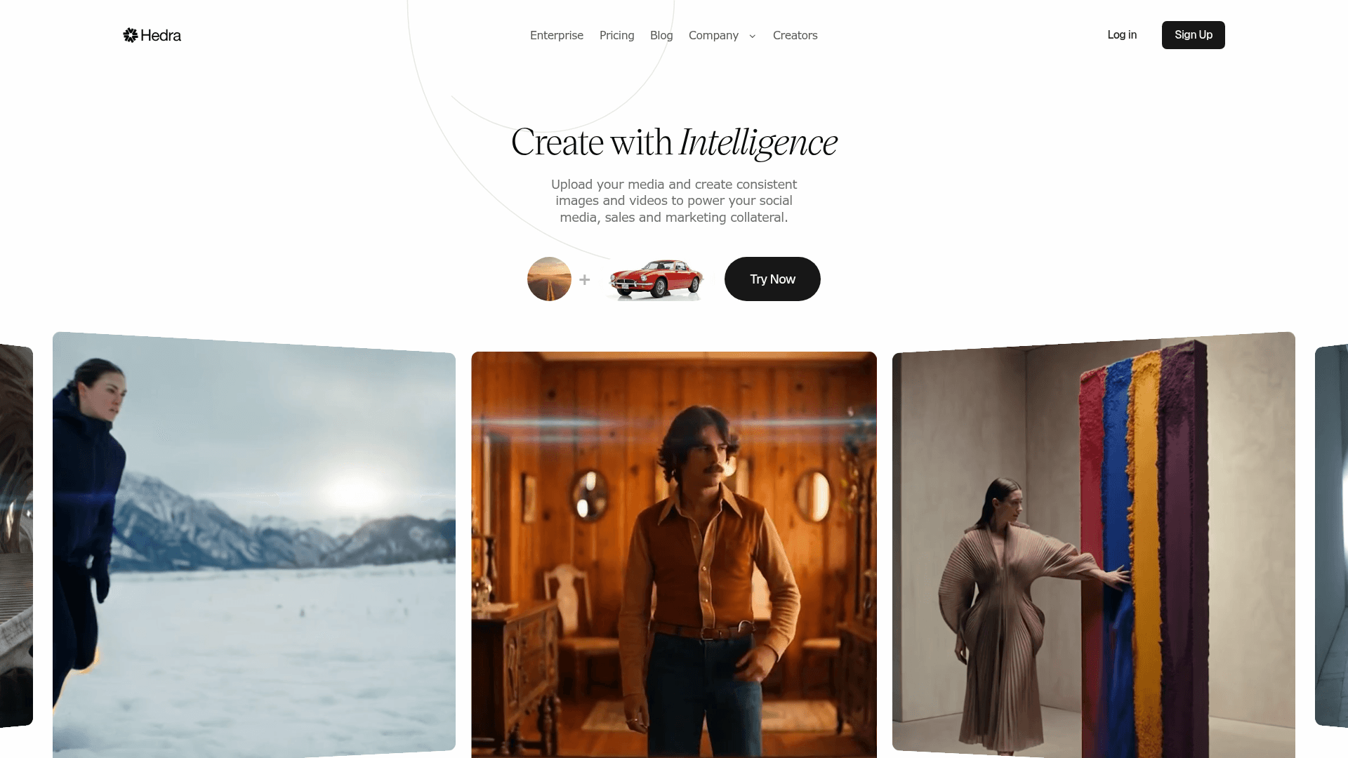 Interface Hedra, Criação Multimodal Completa com IA, exibindo funcionalidades