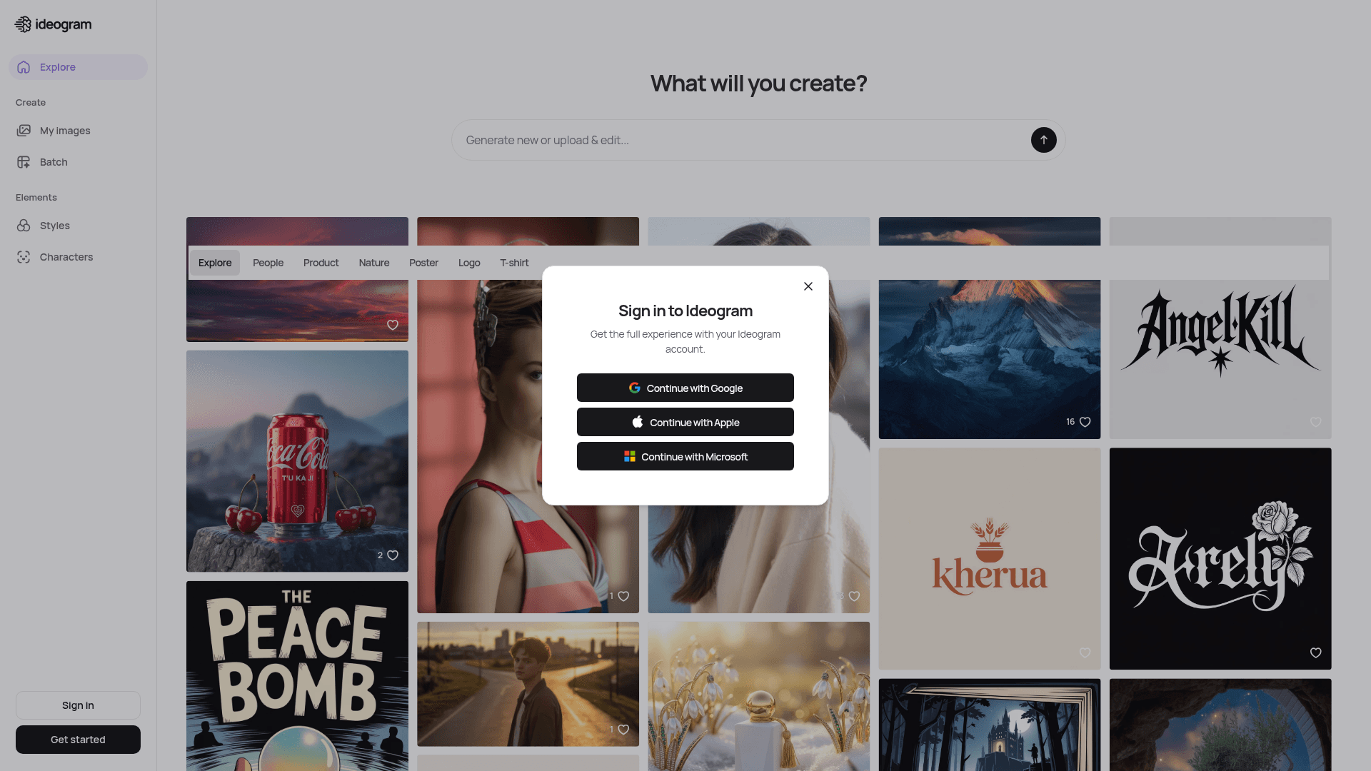 Interface Ideogram, Gere Imagens Incríveis com Facilidade, exibindo funcionalidades