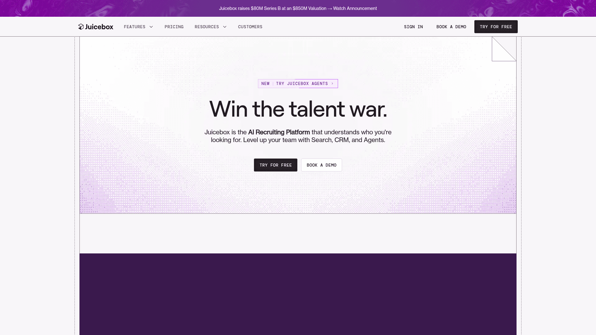Interface Juicebox, Plataforma de Recrutamento com IA, exibindo funcionalidades