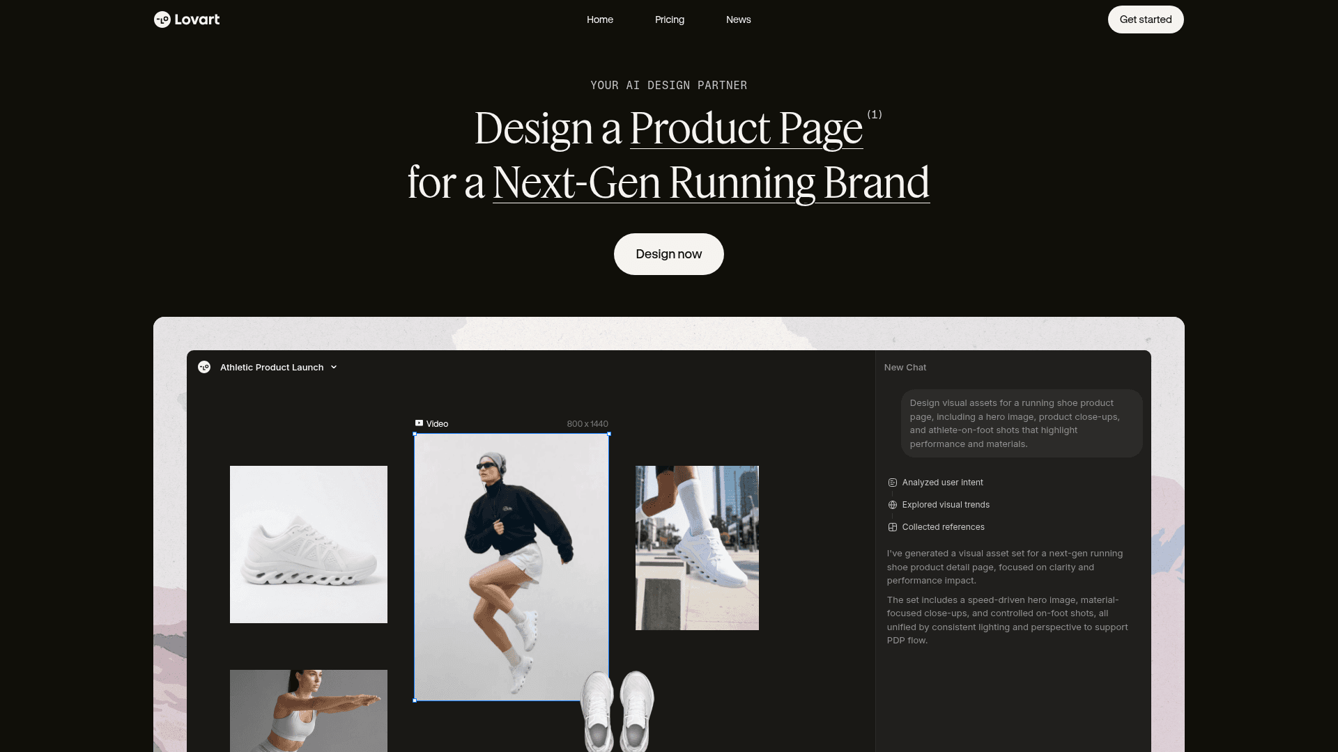 Interface Lovart AI, Seu Parceiro de Design Inteligente, exibindo funcionalidades