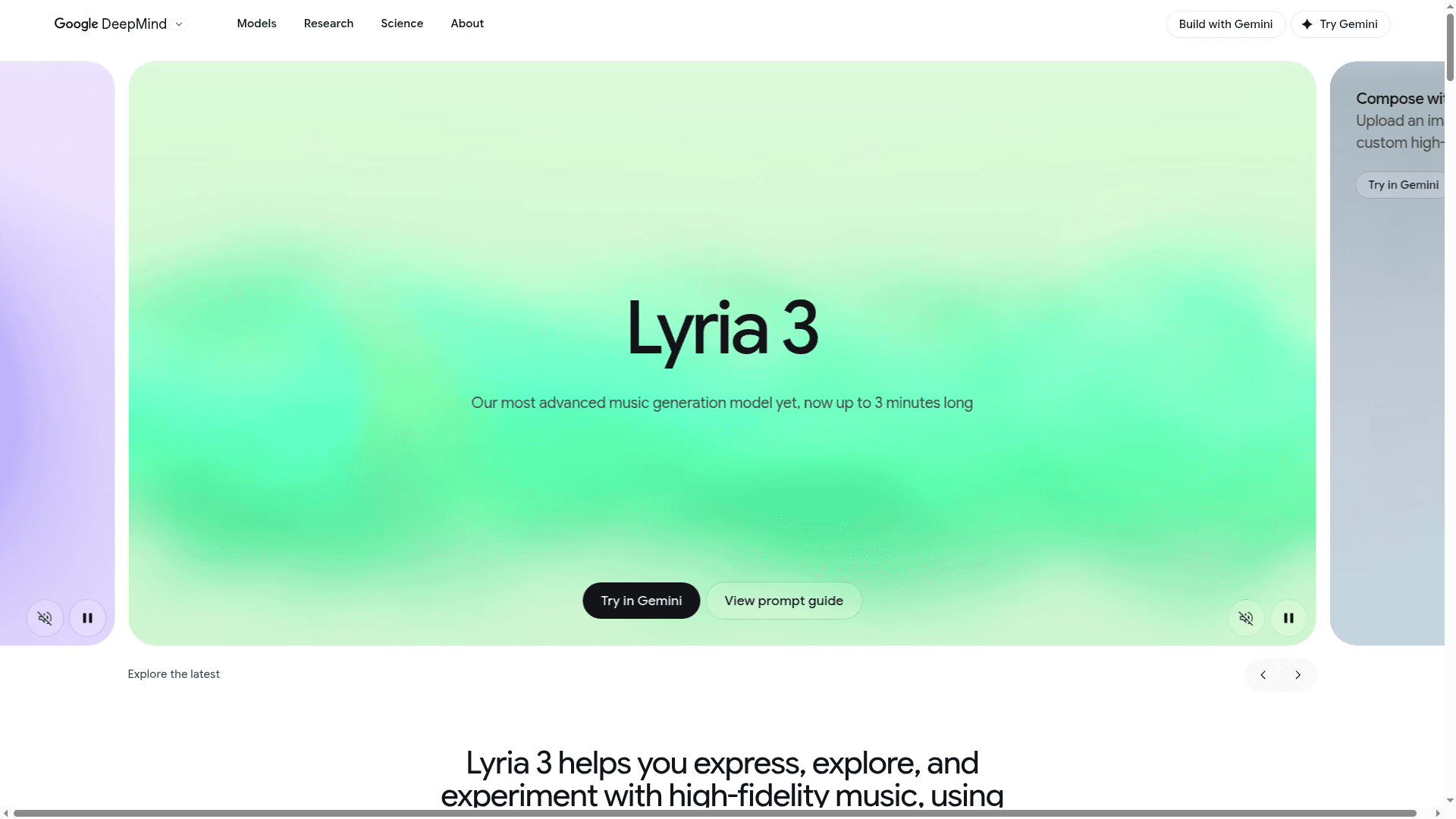 Interface Lyria 3, Geração de Música com IA Avançada, exibindo funcionalidades