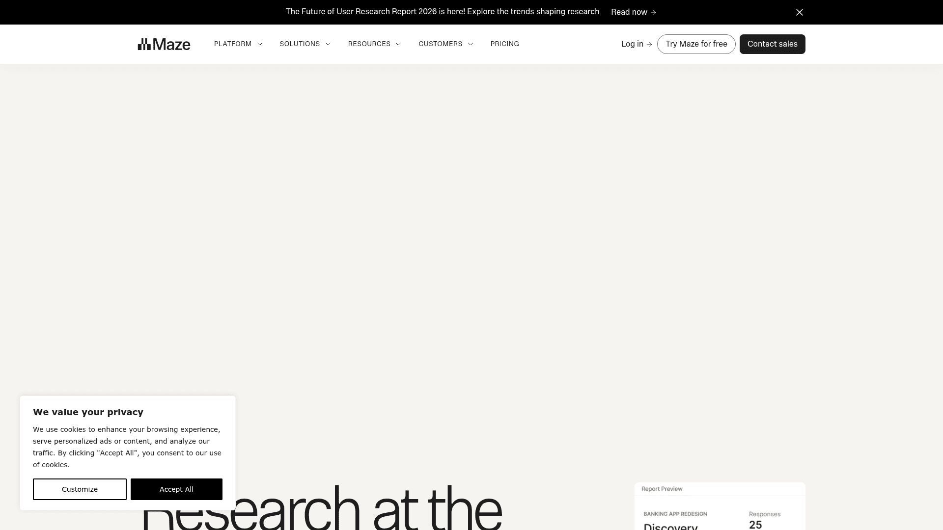 Interface Maze, Pesquisa de Usuário na Velocidade da Mudança, exibindo funcionalidades