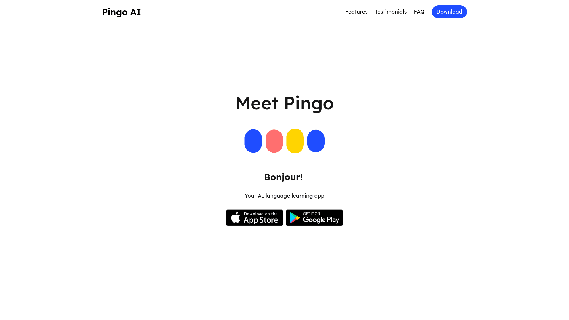 Interface Pingo AI, Seu Aplicativo de Aprendizagem de Idiomas por IA, exibindo funcionalidades