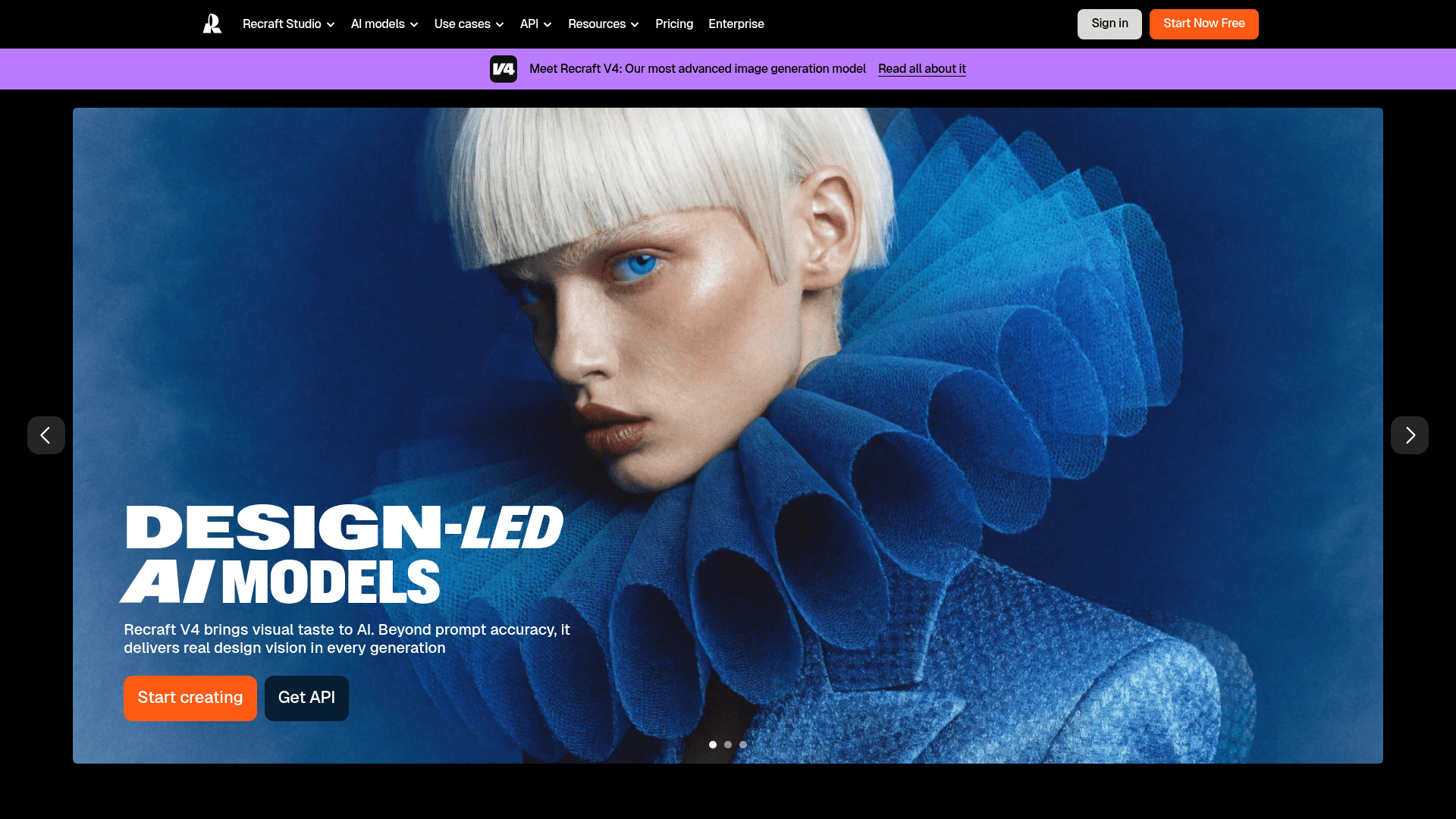 Interface Recraft, Modelagem e Edição de Imagens com IA, exibindo funcionalidades