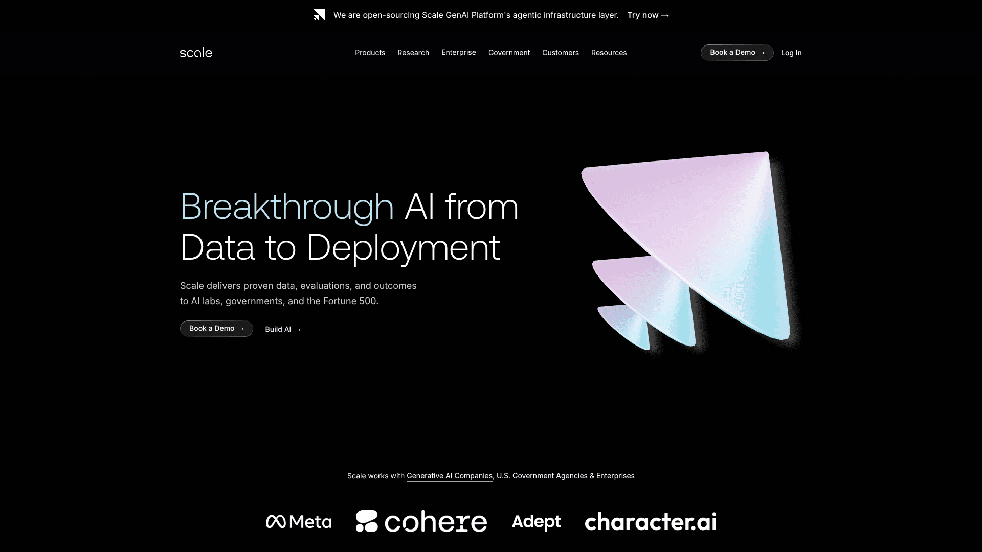 Interface Scale, IA de Ponta para Dados e Implementação, exibindo funcionalidades