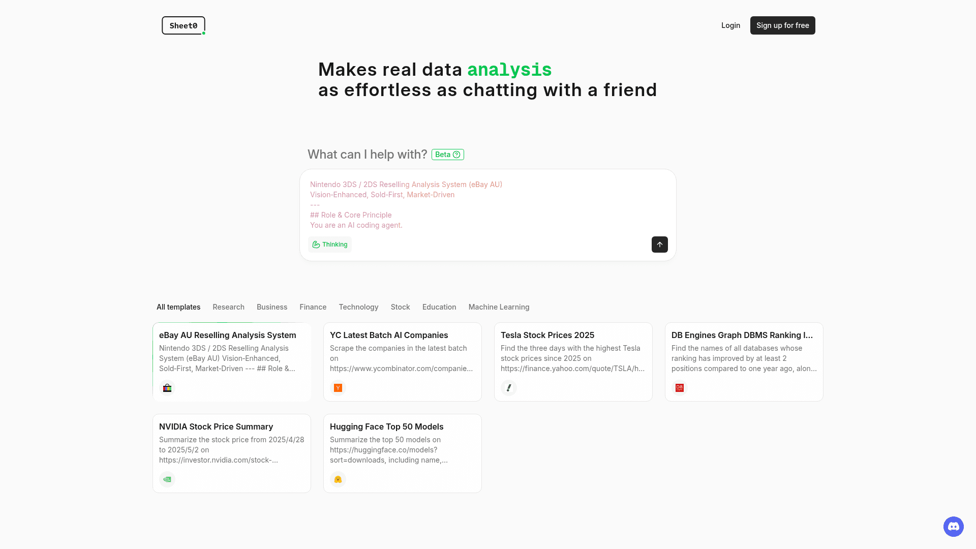 Interface Sheet0, Simplificando a Análise de Dados com IA, exibindo funcionalidades