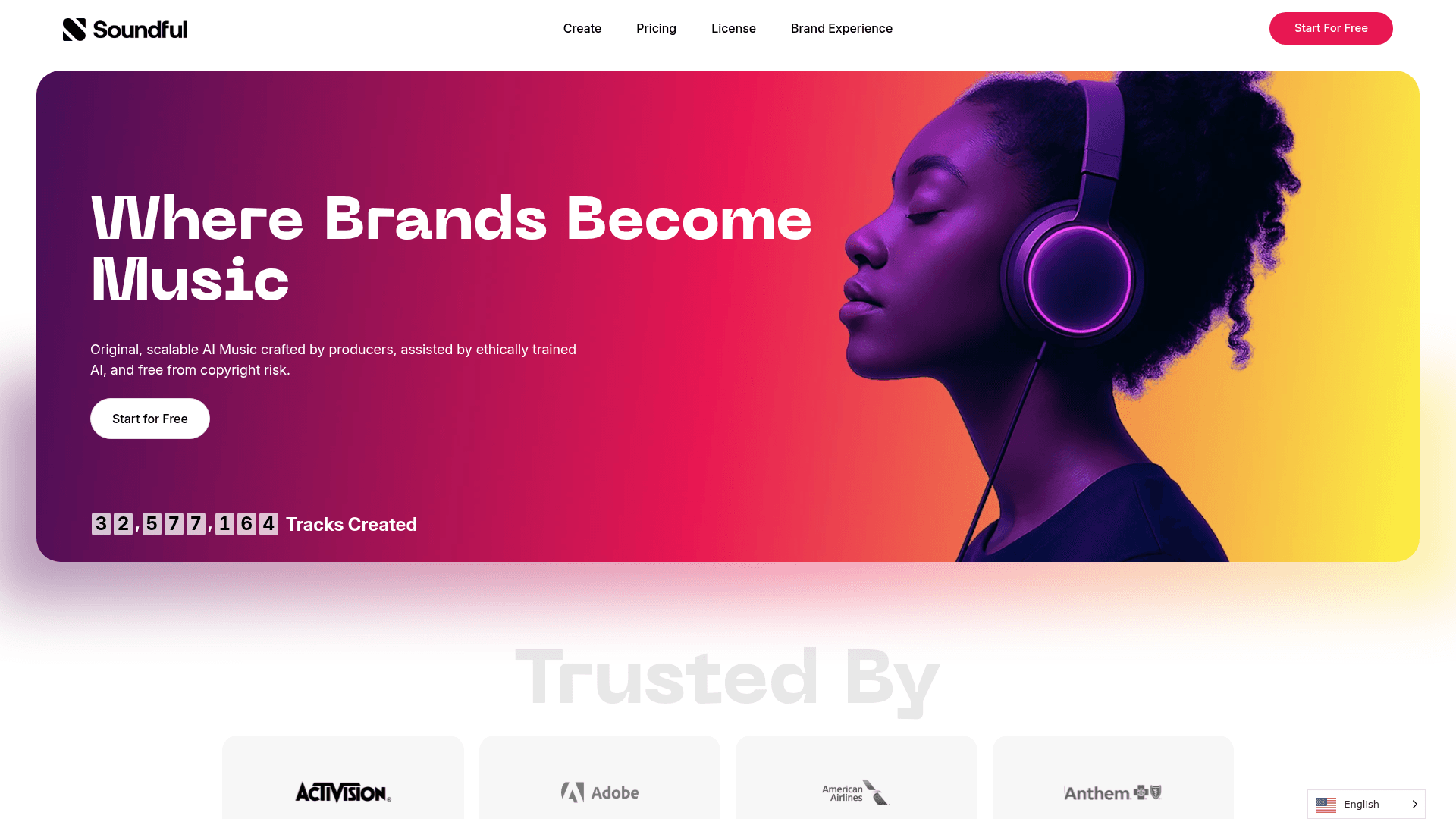 Interface Soundful, Onde Marcas Viram Música, exibindo funcionalidades