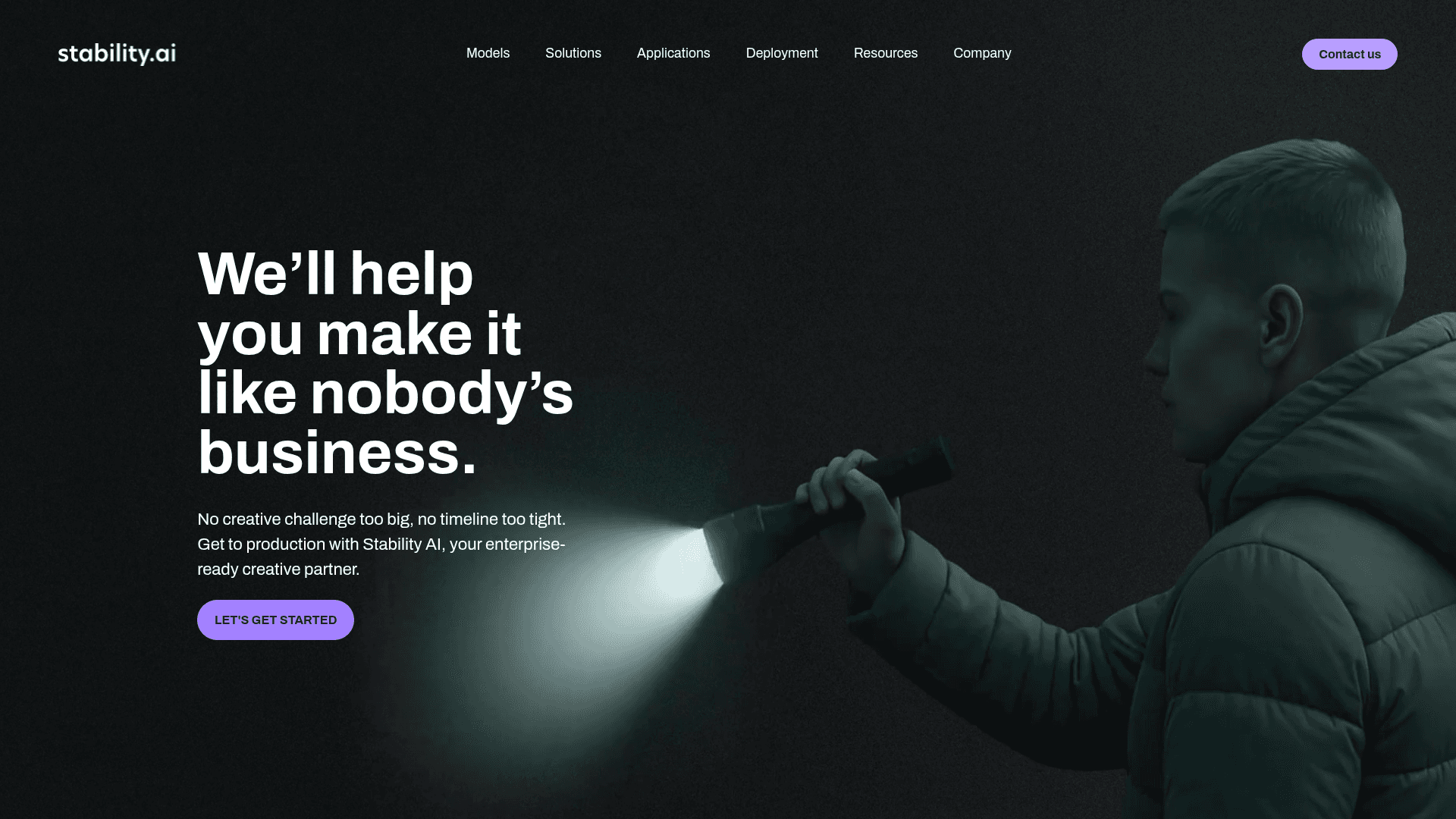 Interface Stability AI, Sua Parceira Criativa Empresarial, exibindo funcionalidades