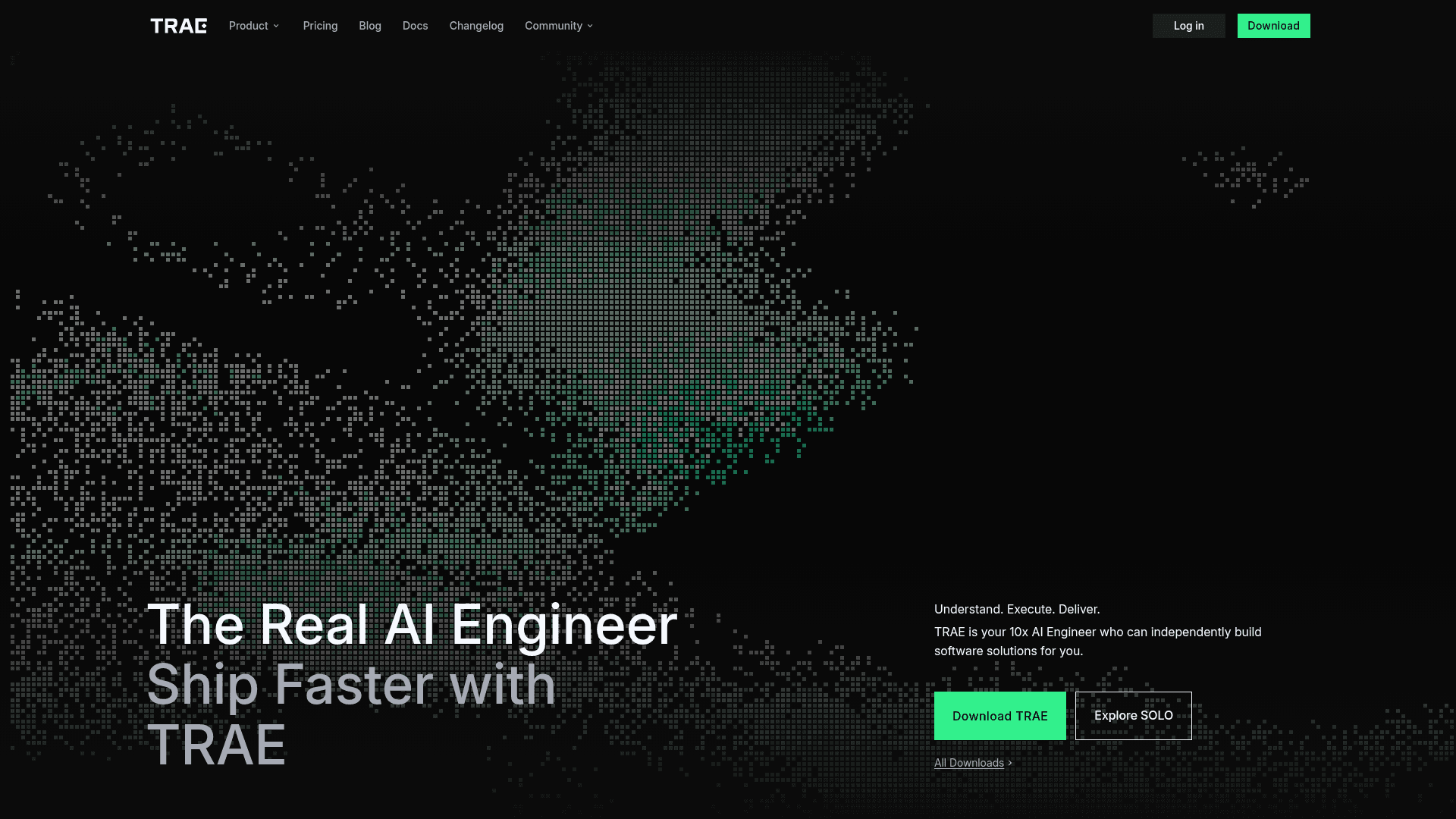 Interface TRAE, Seu Engenheiro de IA 10x para Desenvolver Software, exibindo funcionalidades