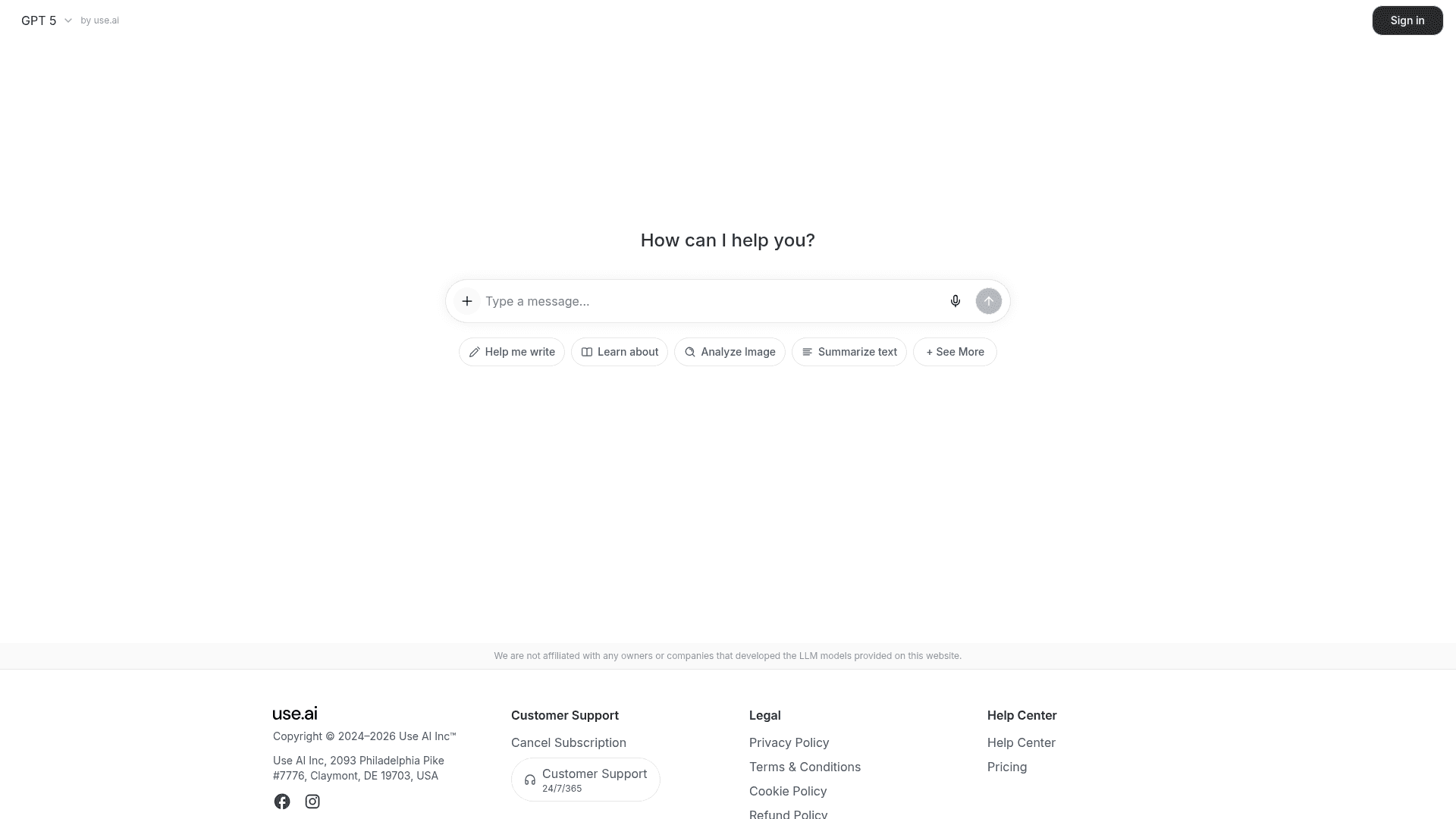 Interface Use.AI, Seu Assistente de IA Completo, exibindo funcionalidades