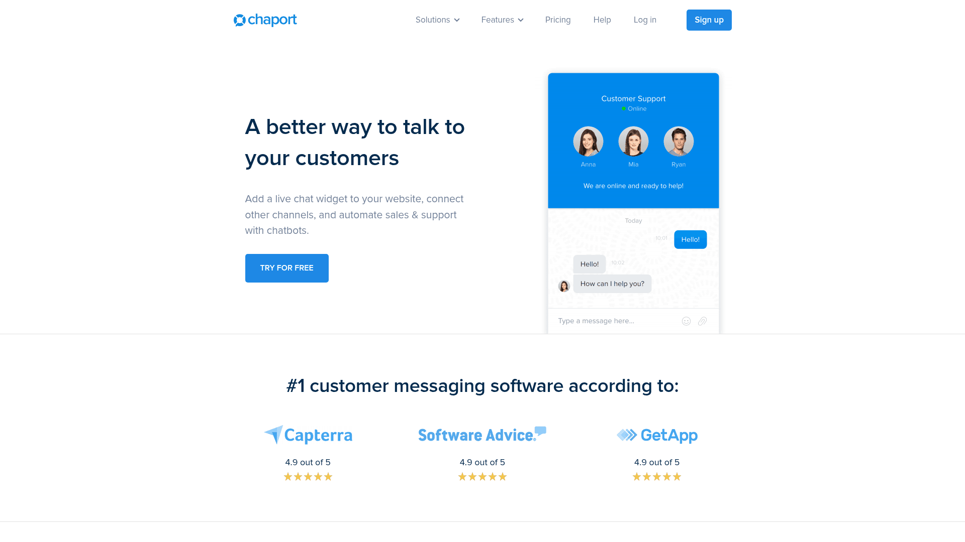 Interface Chaport, O Melhor Chat ao Vivo e Automação de Suporte, exibindo funcionalidades