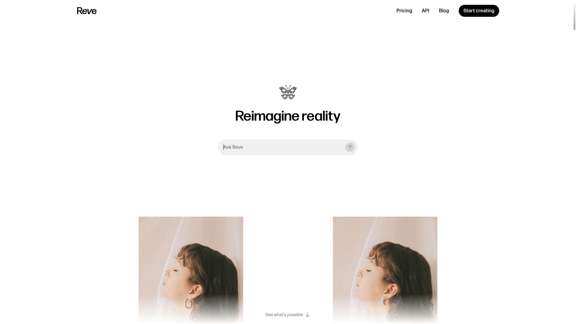 Interface Reve, Reimagine a Realidade com IA, exibindo funcionalidades