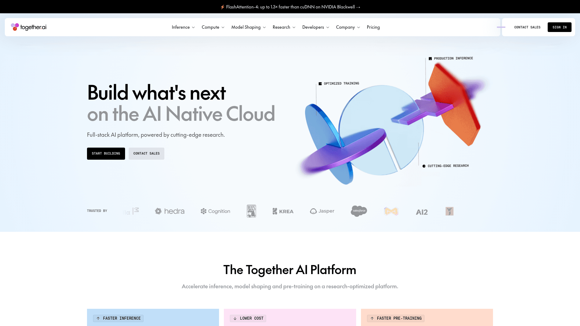 Interface Together AI, Sua Plataforma Completa de IA na Nuvem, exibindo funcionalidades