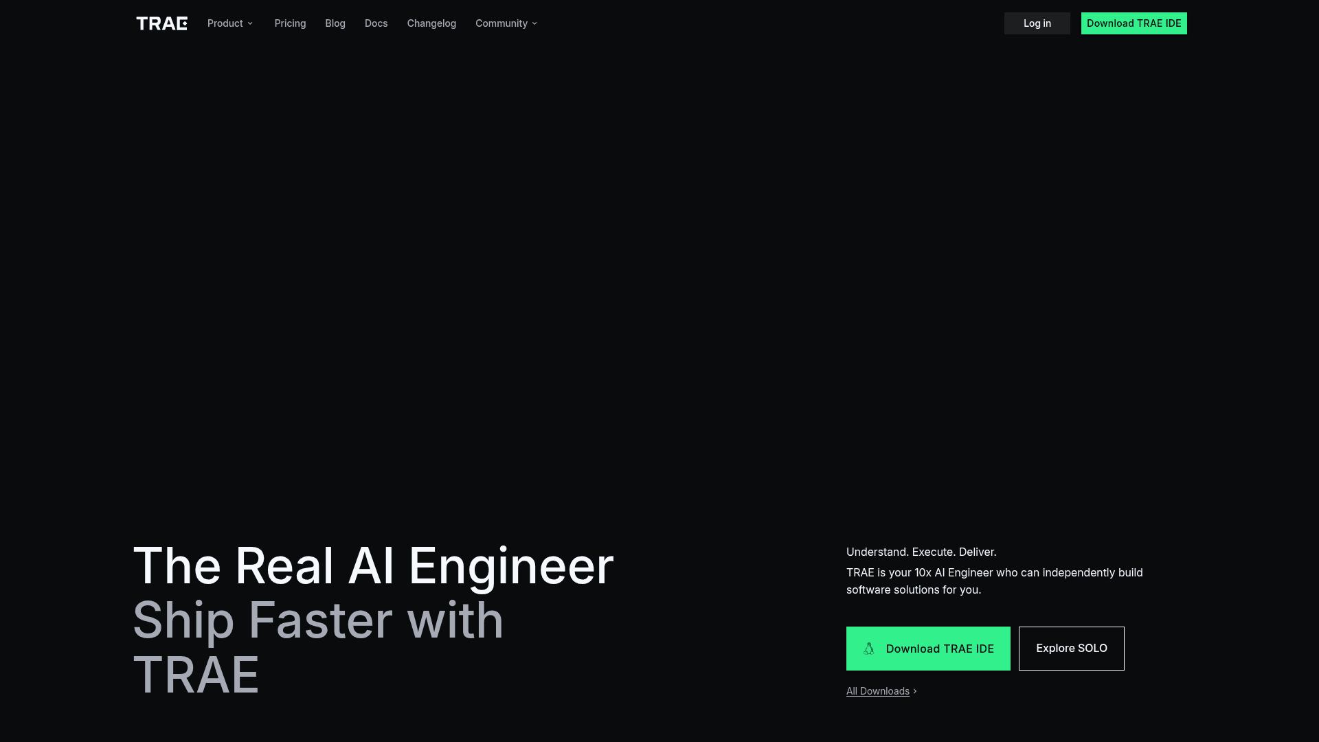 Interface TRAE, Seu Engenheiro de IA 10x para Soluções de Software, exibindo funcionalidades
