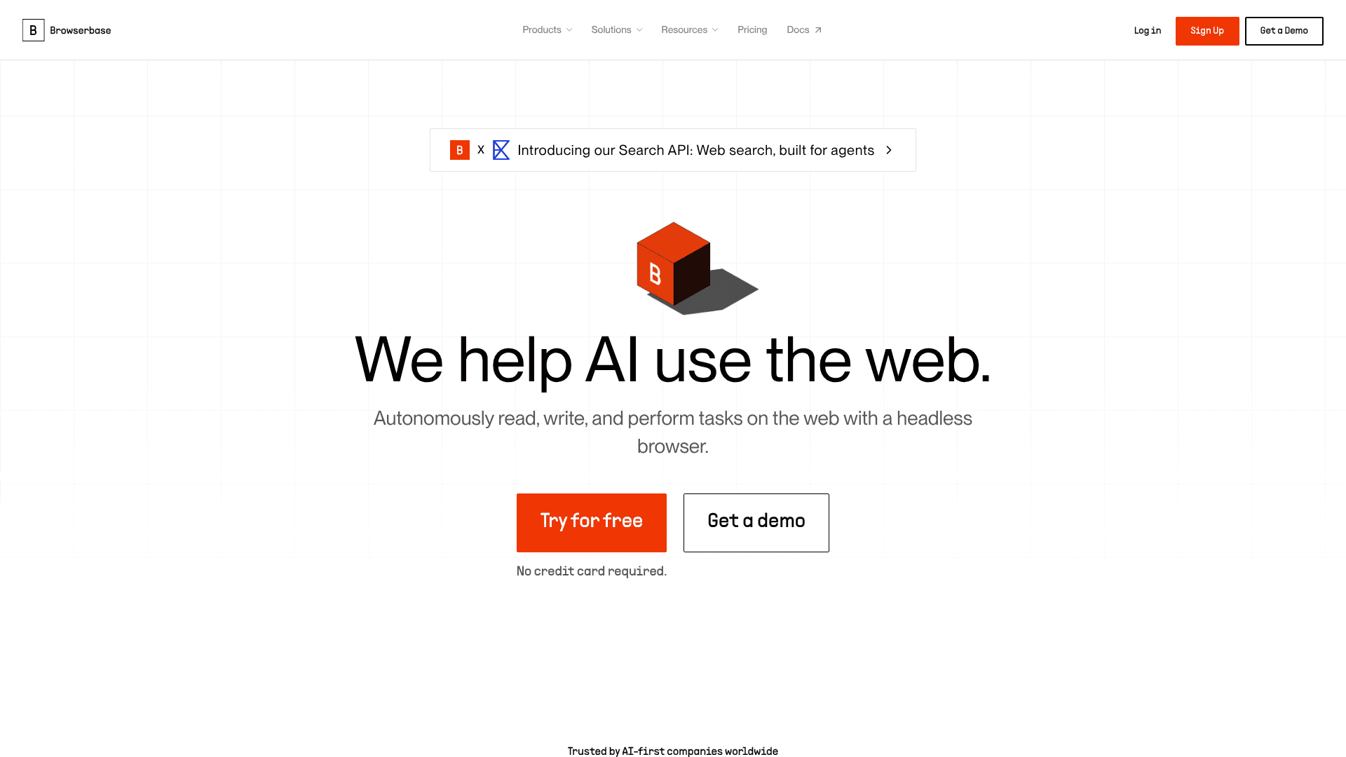 Interface Browserbase, Navegação Autônoma para IAs, exibindo funcionalidades