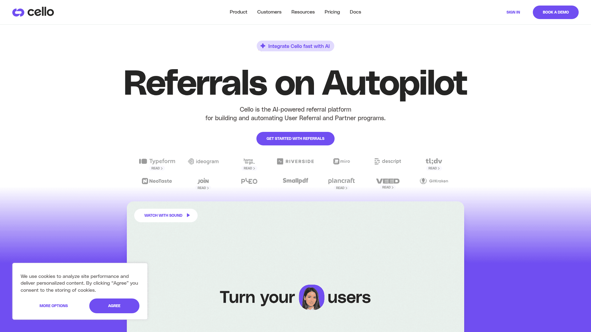 Interface Cello, Plataforma de IA para Programas de Referência em Piloto Automático, exibindo funcionalidades