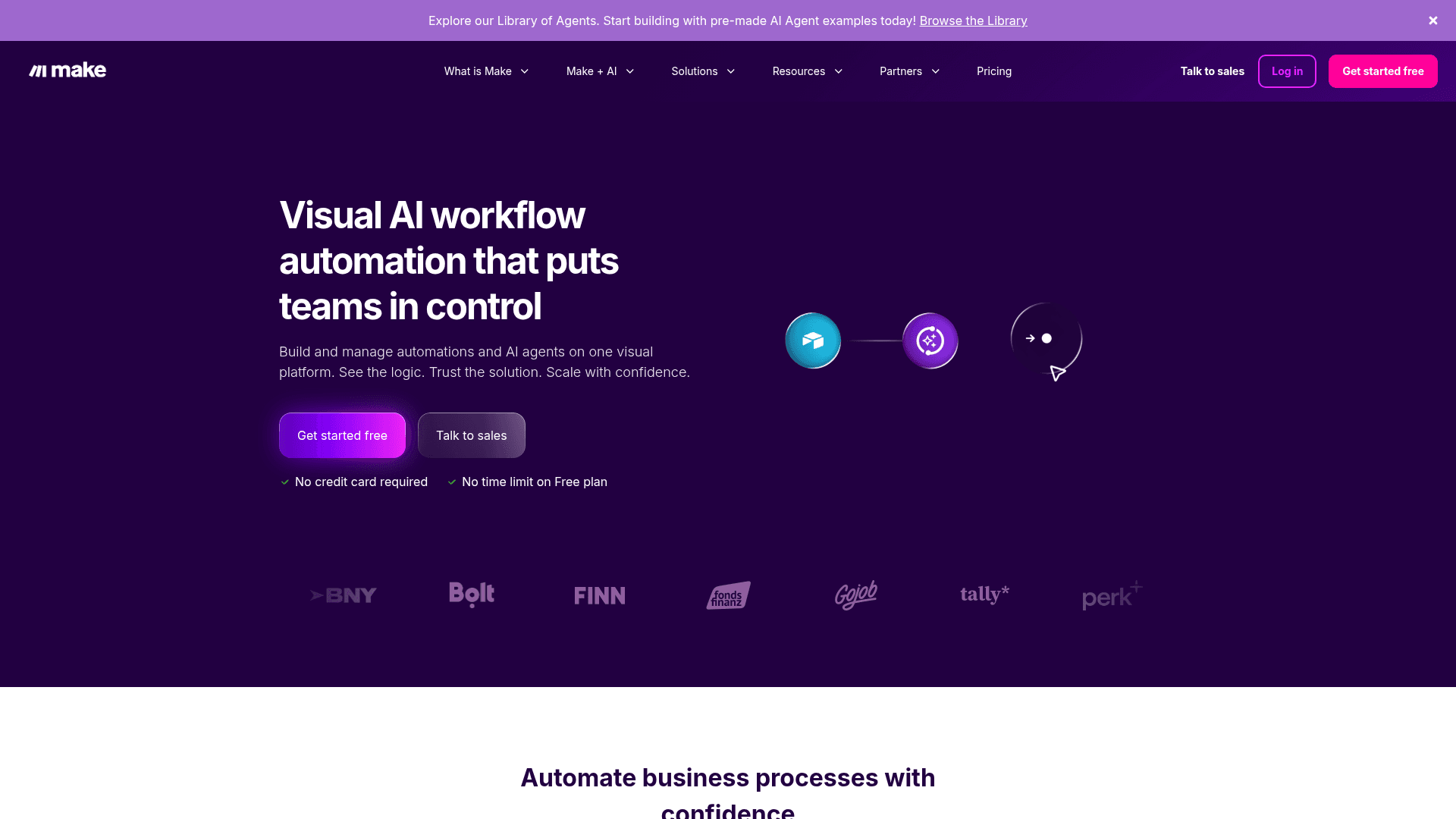 Interface Make, Automação Visual de Fluxos de Trabalho com IA, exibindo funcionalidades