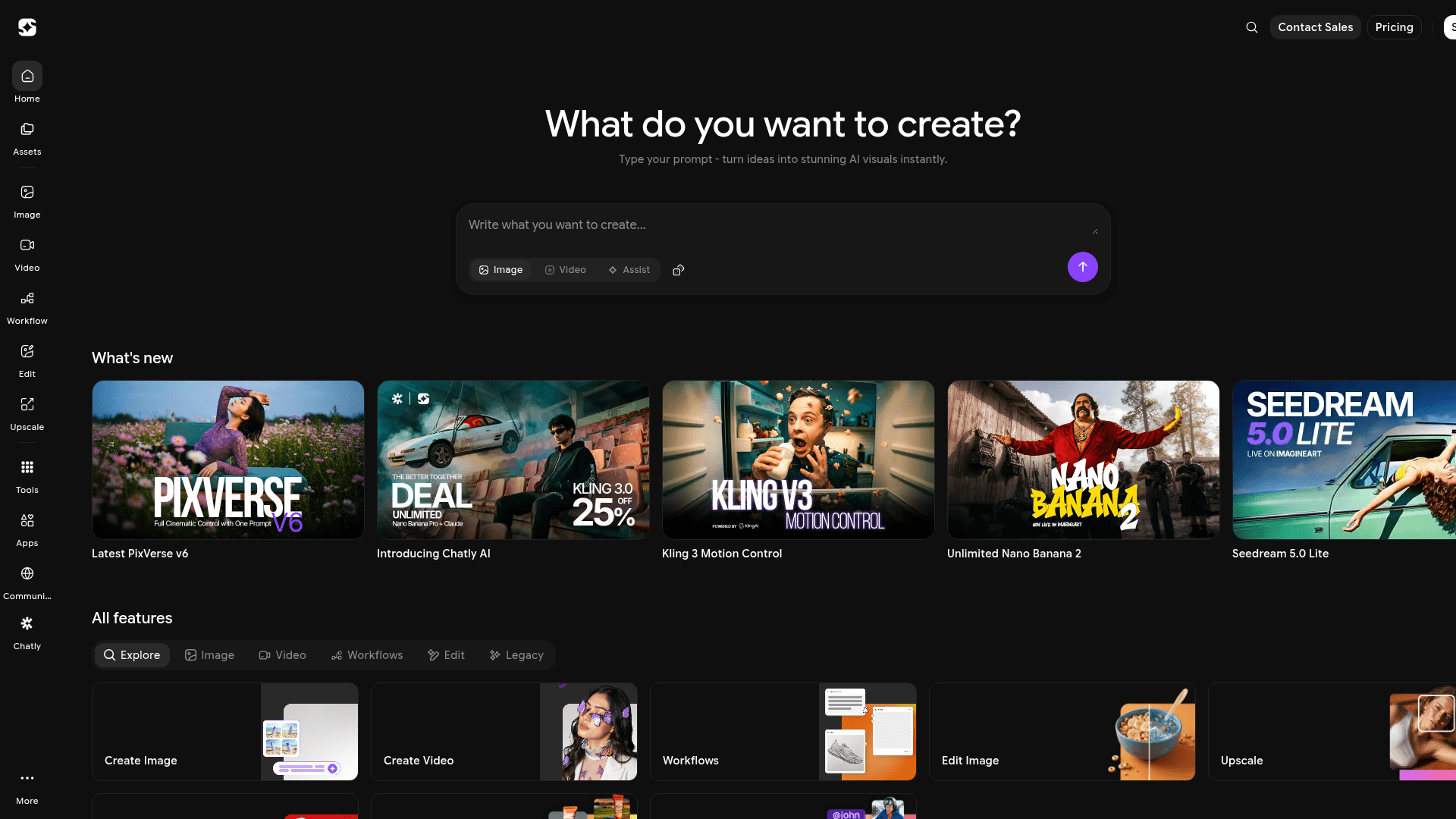 Interface Imagine.art, Crie Visuais Incríveis com IA, exibindo funcionalidades