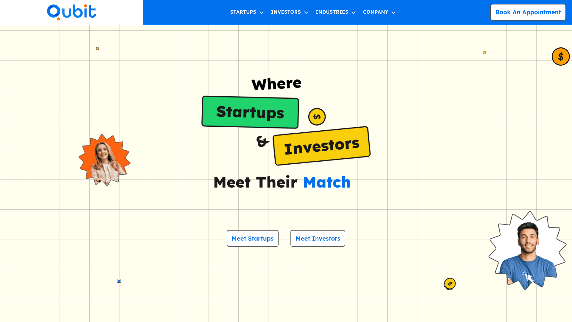 Interface Qubit Capital, Plataforma de IA para Investidores e Startups, exibindo funcionalidades