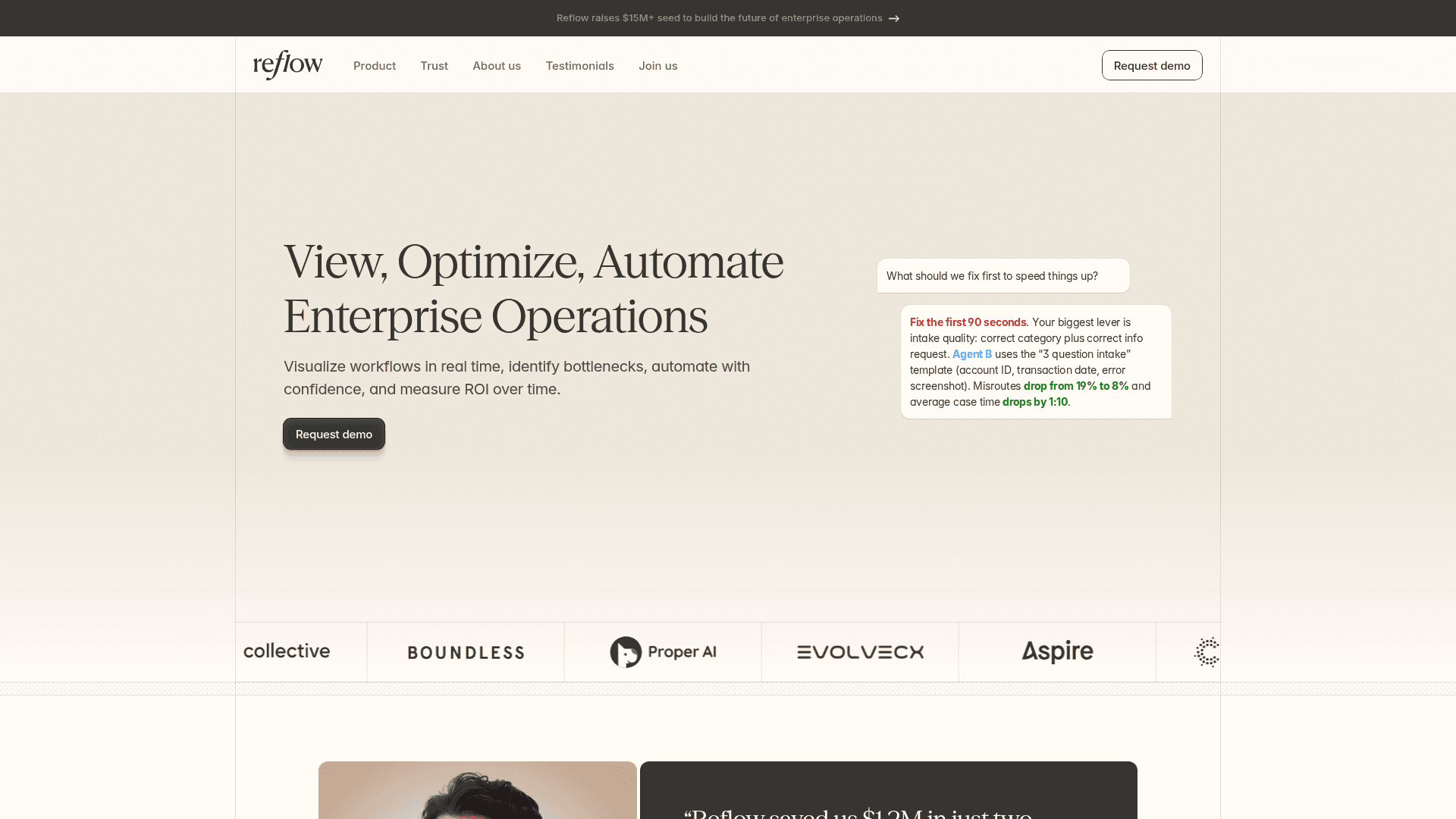 Interface Reflow, Otimize Operações com Visibilidade e Automação, exibindo funcionalidades