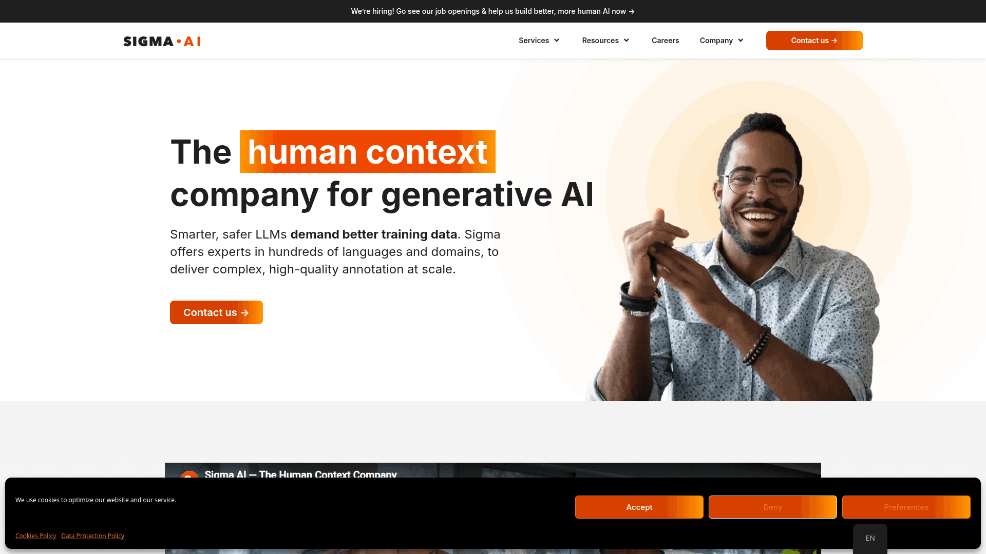 Interface Sigma AI, Dados de Treinamento de Alta Qualidade para LLMs, exibindo funcionalidades