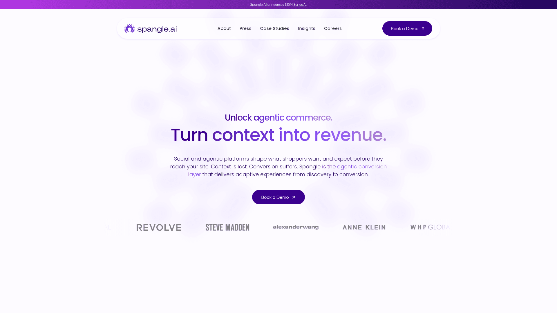 Interface Spangle AI, Transformando Contexto em Receita no E-commerce, exibindo funcionalidades