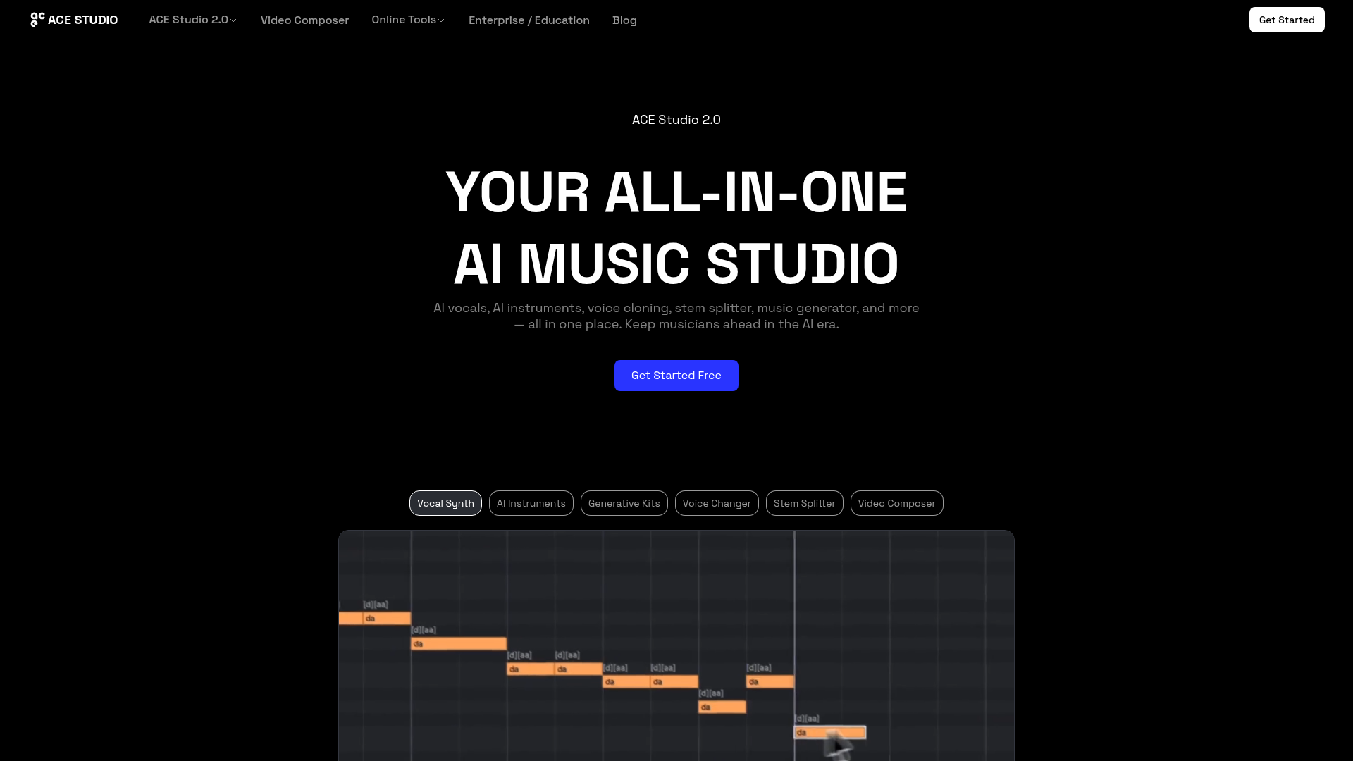 Logo ACE Studio 2.0, ferramenta de IA para geração de música