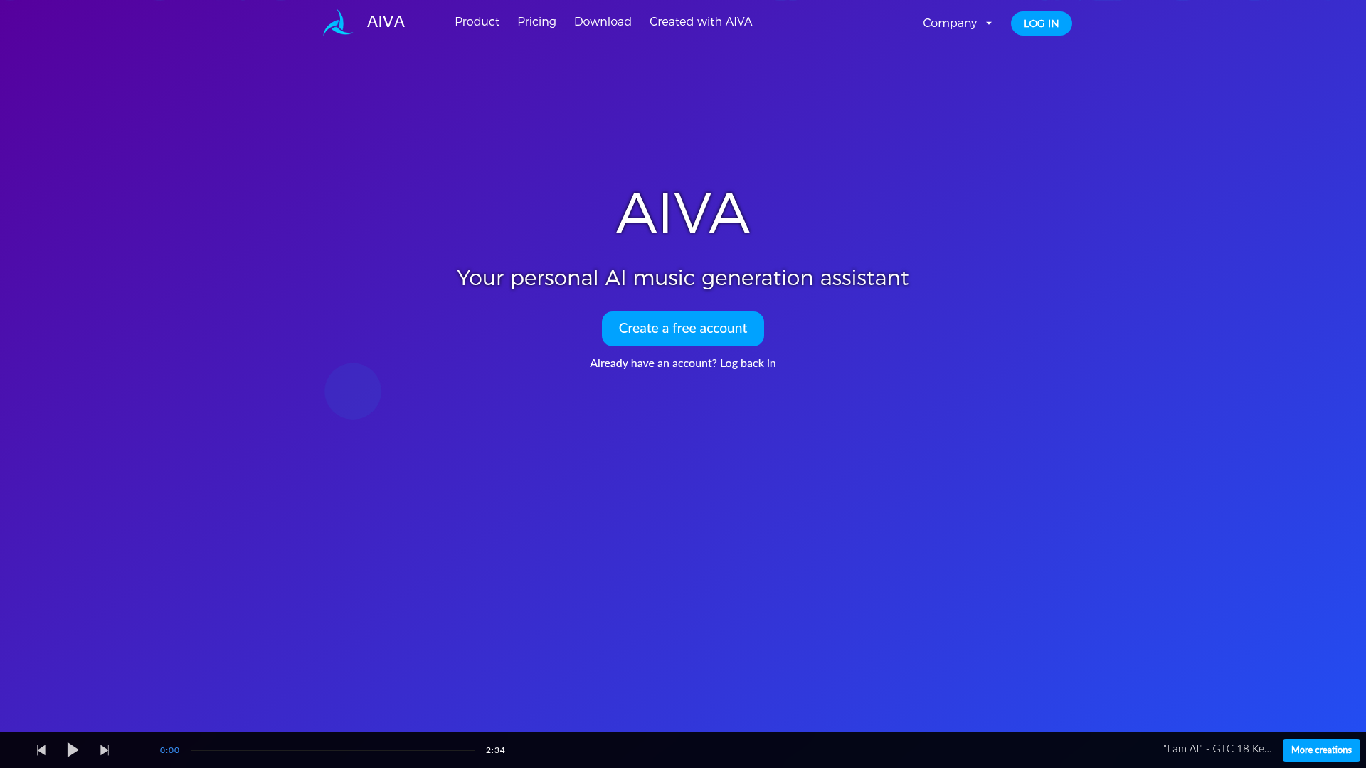 Logo AIVA, ferramenta de IA para geração de música