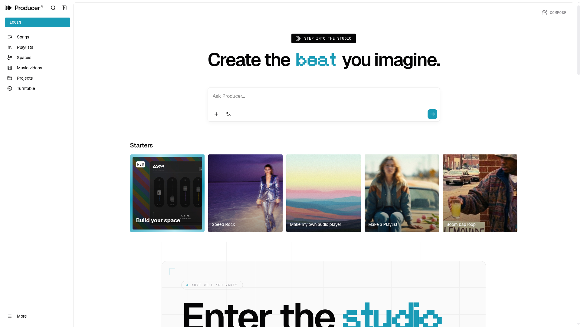Logo Producer.ai, ferramenta de IA para geração de música