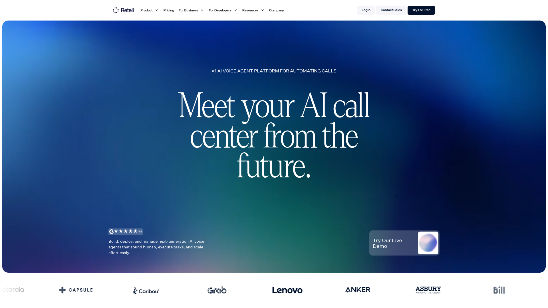Logo Retell AI, ferramenta de IA para síntese de voz