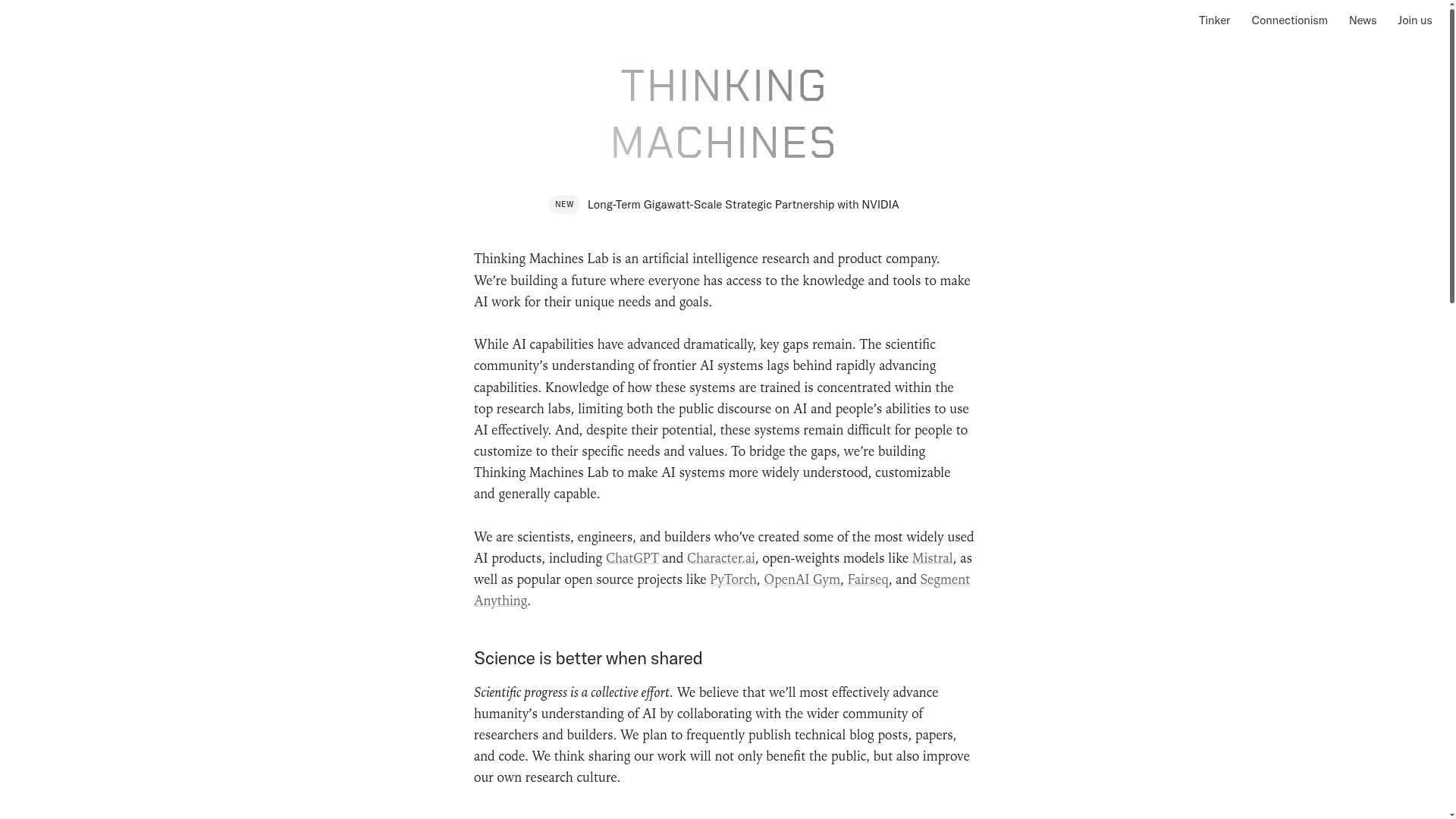 Logo Thinking Machines Lab, ferramenta de IA para desenvolvimento de código