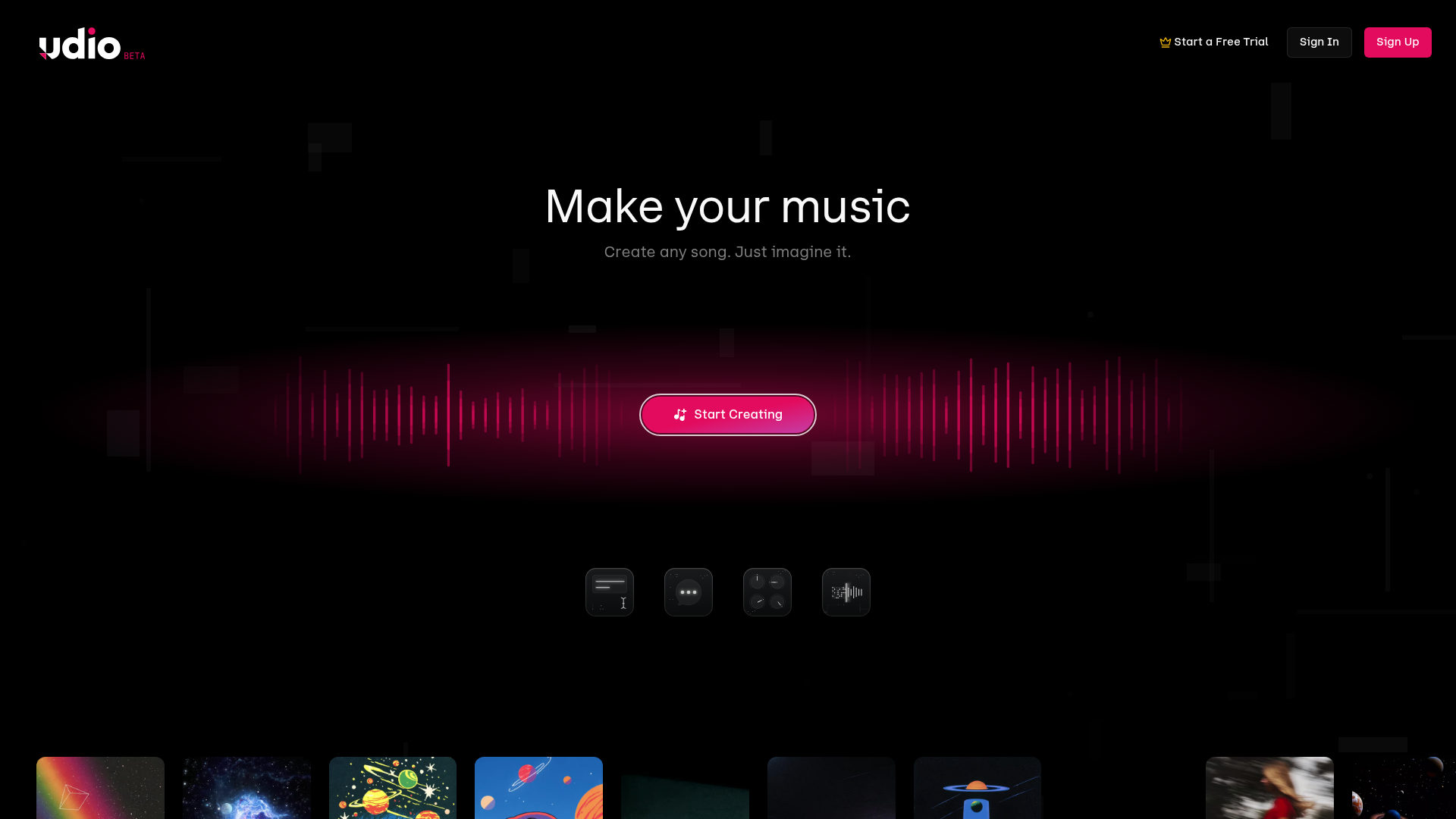 Logo Udio, ferramenta de IA para geração de música