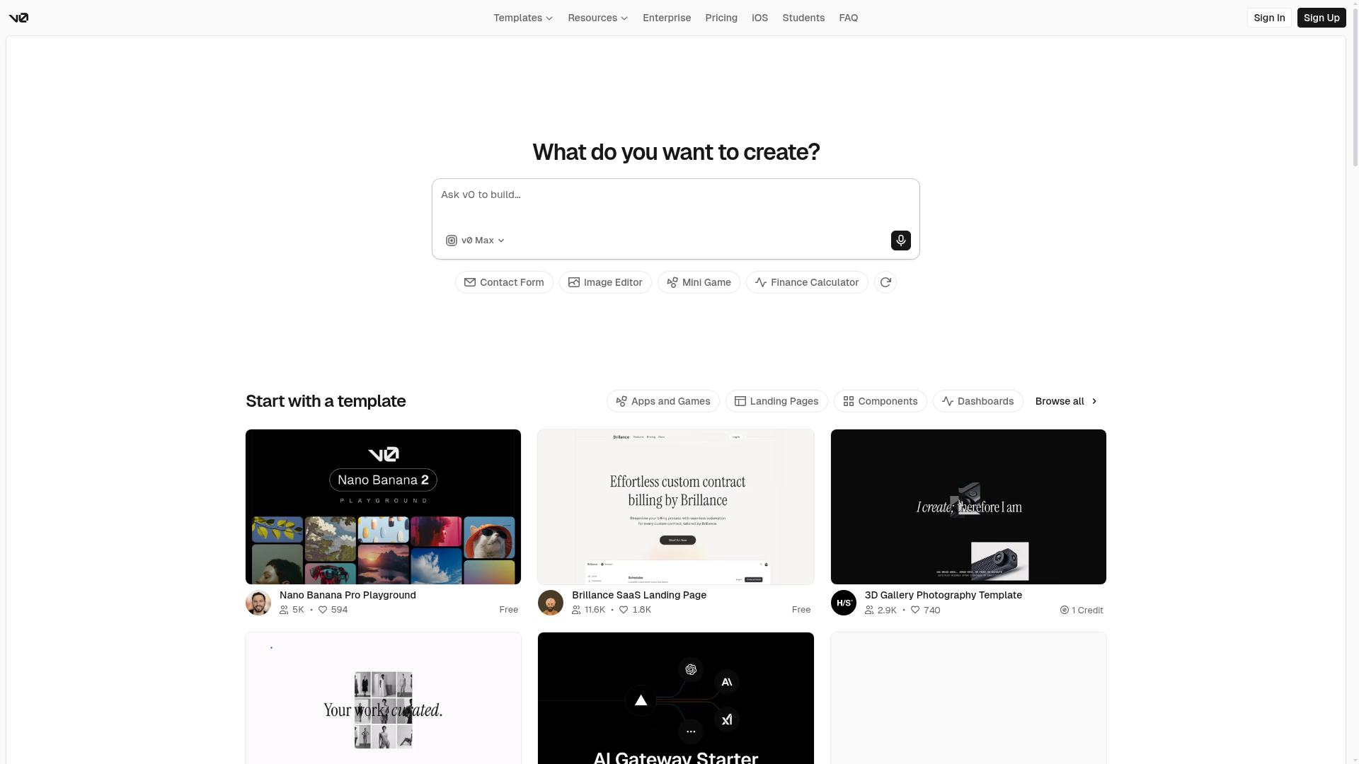 Logo v0, ferramenta de IA para design tools
