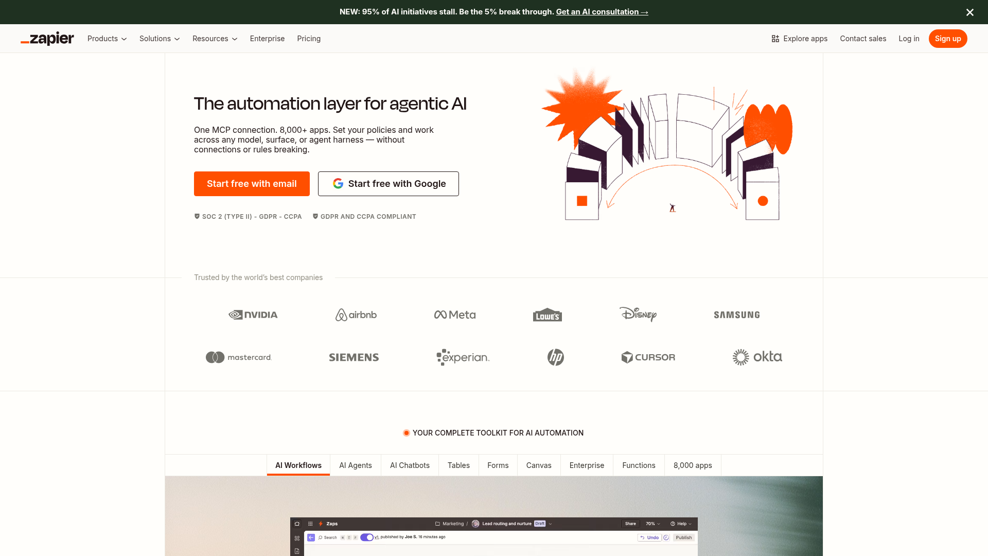 Logo Zapier, ferramenta de IA para produtividade